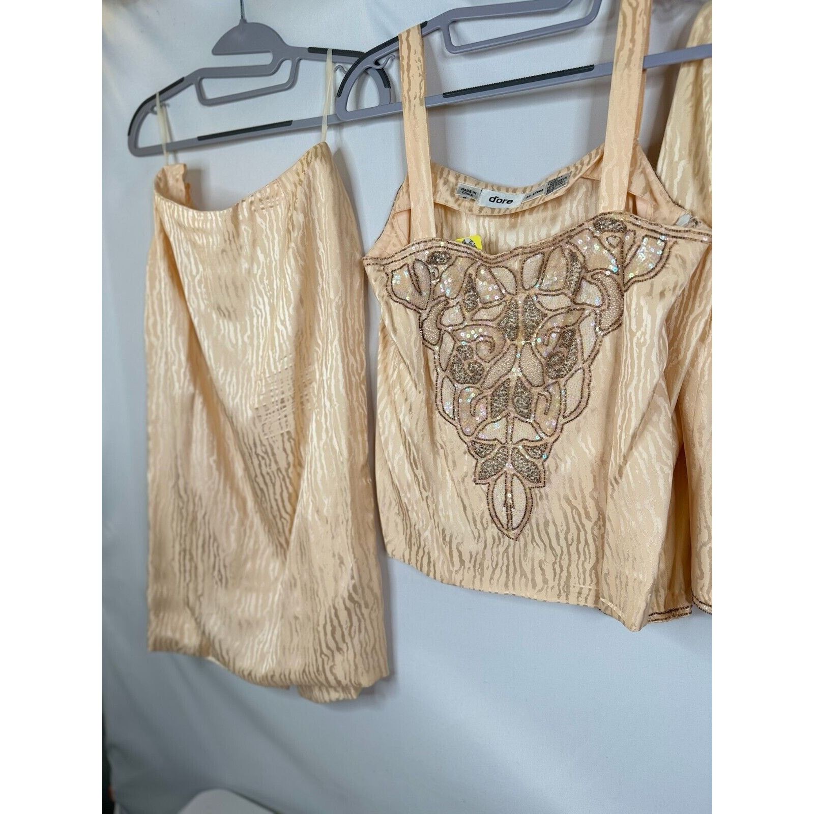 Vintage Vintage D'ore Women's 3 Piece Embroidered Peach Skirt Set Size M / US 6-8 / IT 42-44 - 15 Thumbnail