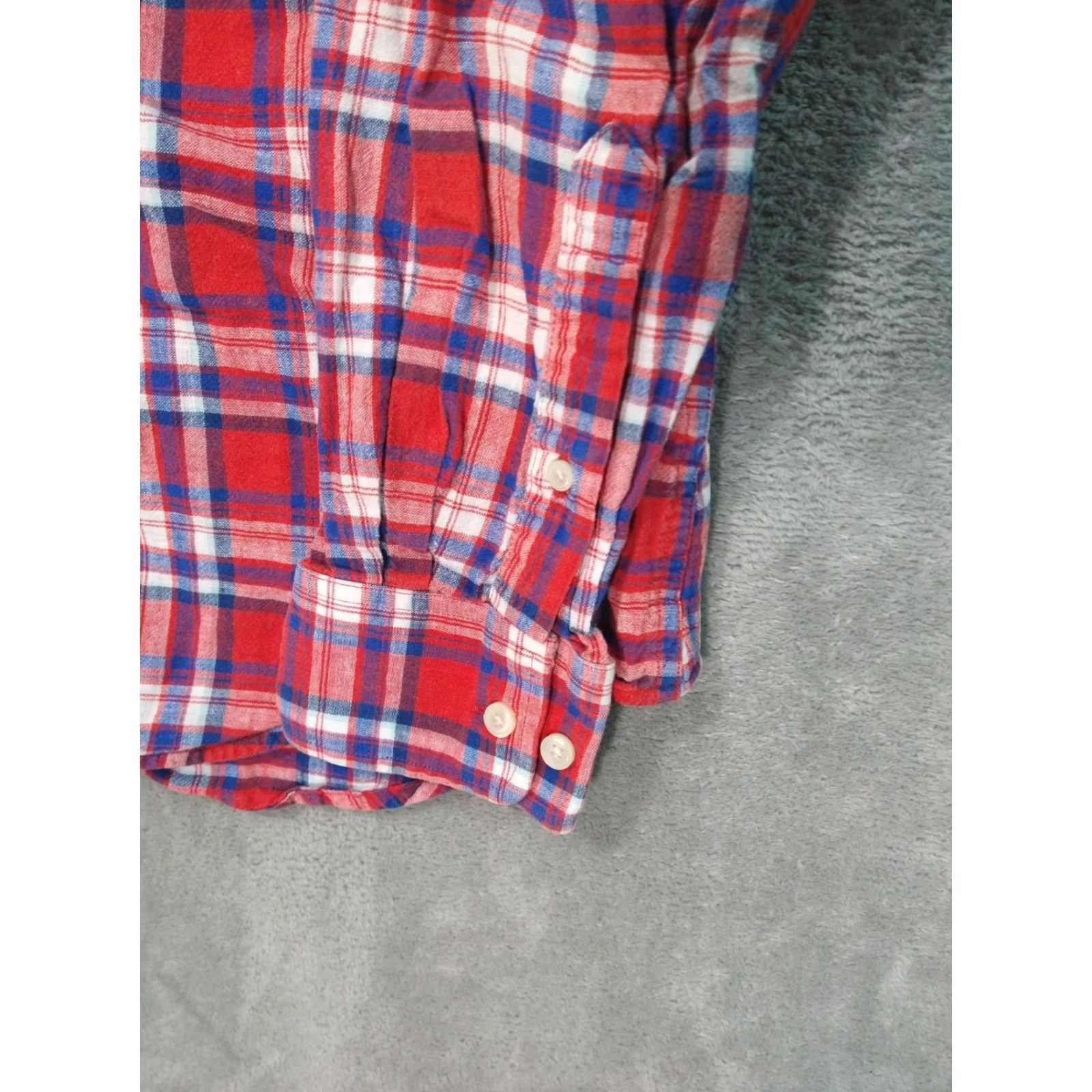 Banana Republic Banana Republic Shirt Mens Medium Red Plaid Linen Blend Button Up Long Sleeve Size US M / EU 48-50 / 2 - 3 Thumbnail
