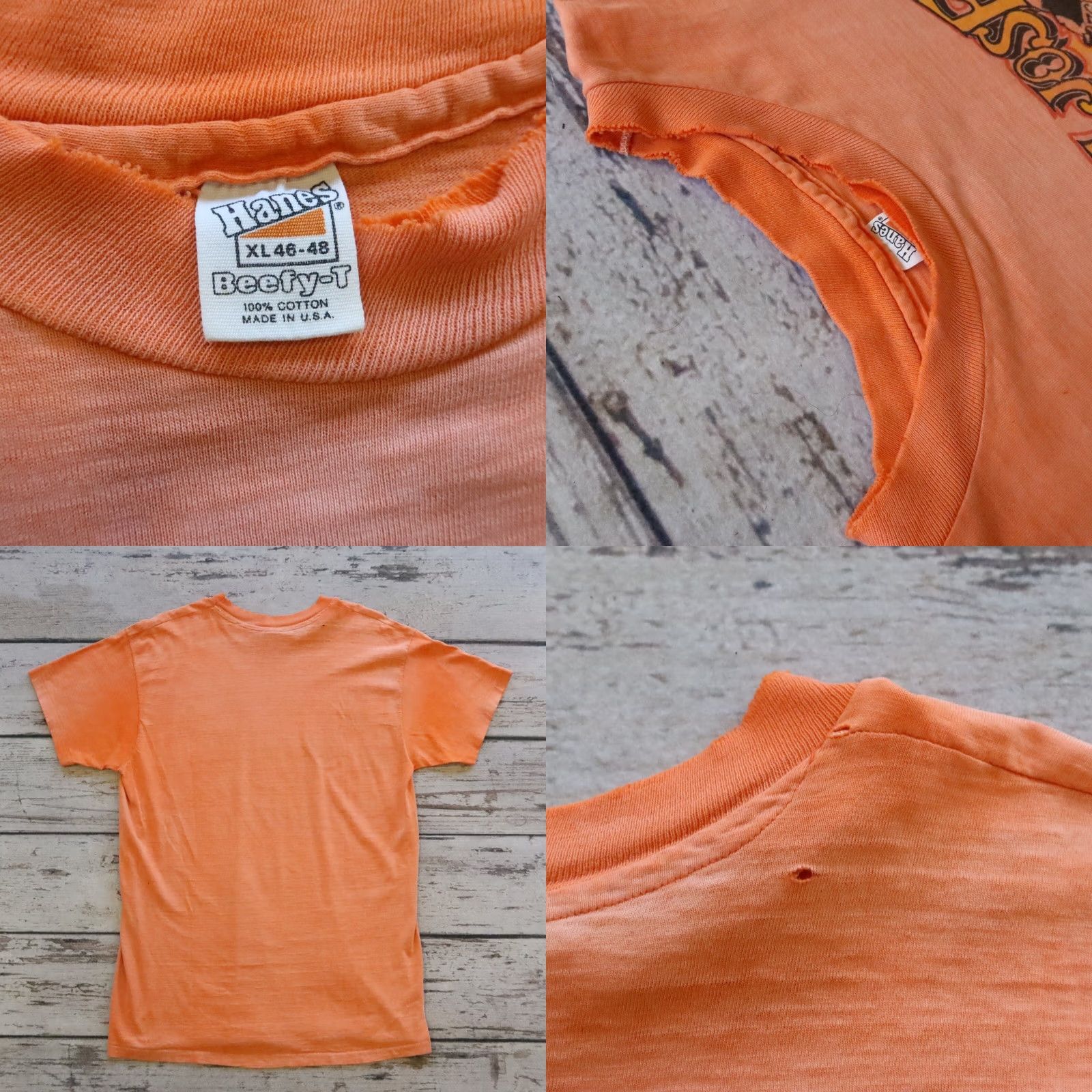 Hanes VINTAGE Hanes T-Shirt XL Orange San Jose is the Mile Motorcycle Made in USA 70s Mens Shirt Size US XL / EU 56 / 4 - 9 Thumbnail
