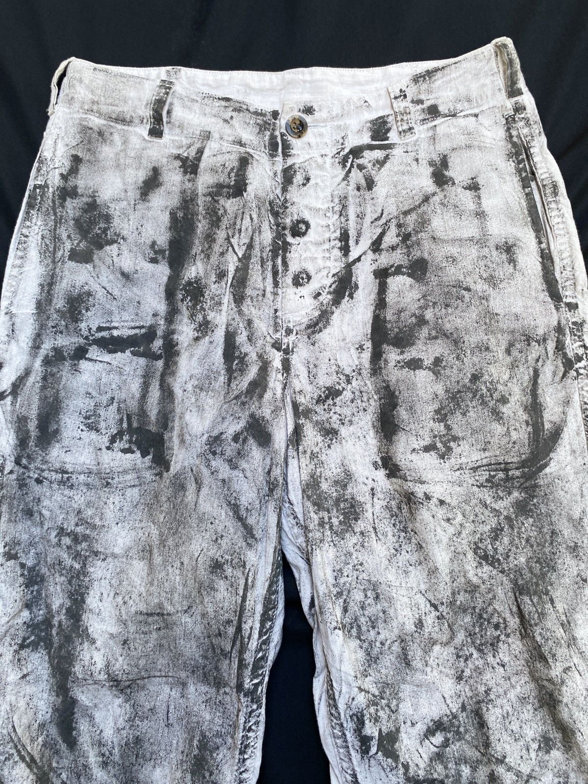 If Six Was Nine × Le Grande Bleu (L.G.B.) × Margaret Howell MHL Trompe l’oeil Painted Linen Trousers Gallery Dept Style Size US 29 - 3 Thumbnail