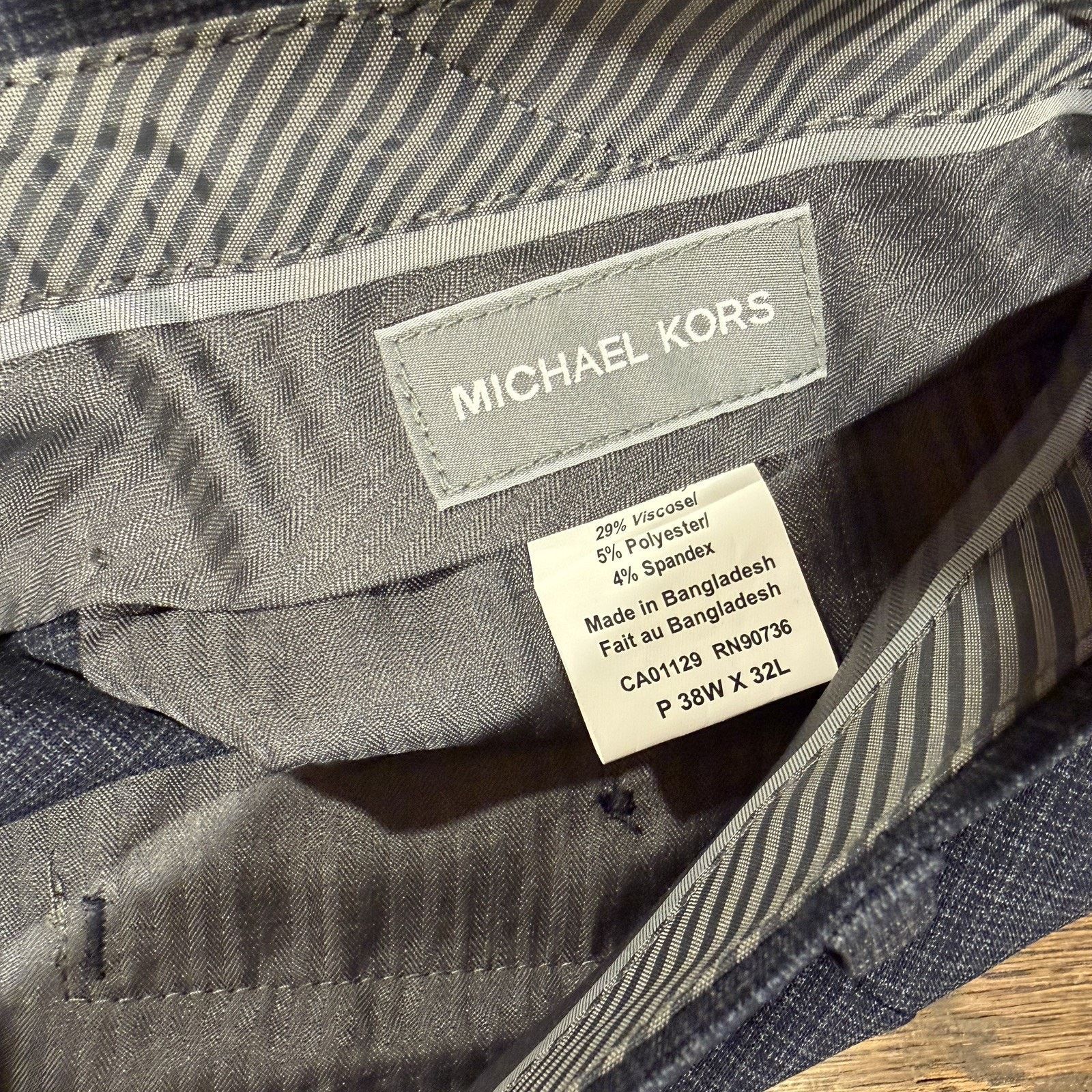 Michael Kors Michael Kors Blue Micro Check Dress Pants 38x32 NWT Size US 38 / EU 54 - 4 Thumbnail