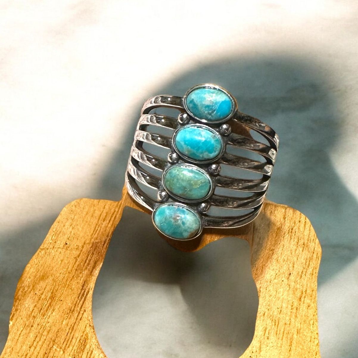 The Unbranded Brand Sterling Silver Genuine Turquoise Ring Size ONE SIZE - 2 Thumbnail