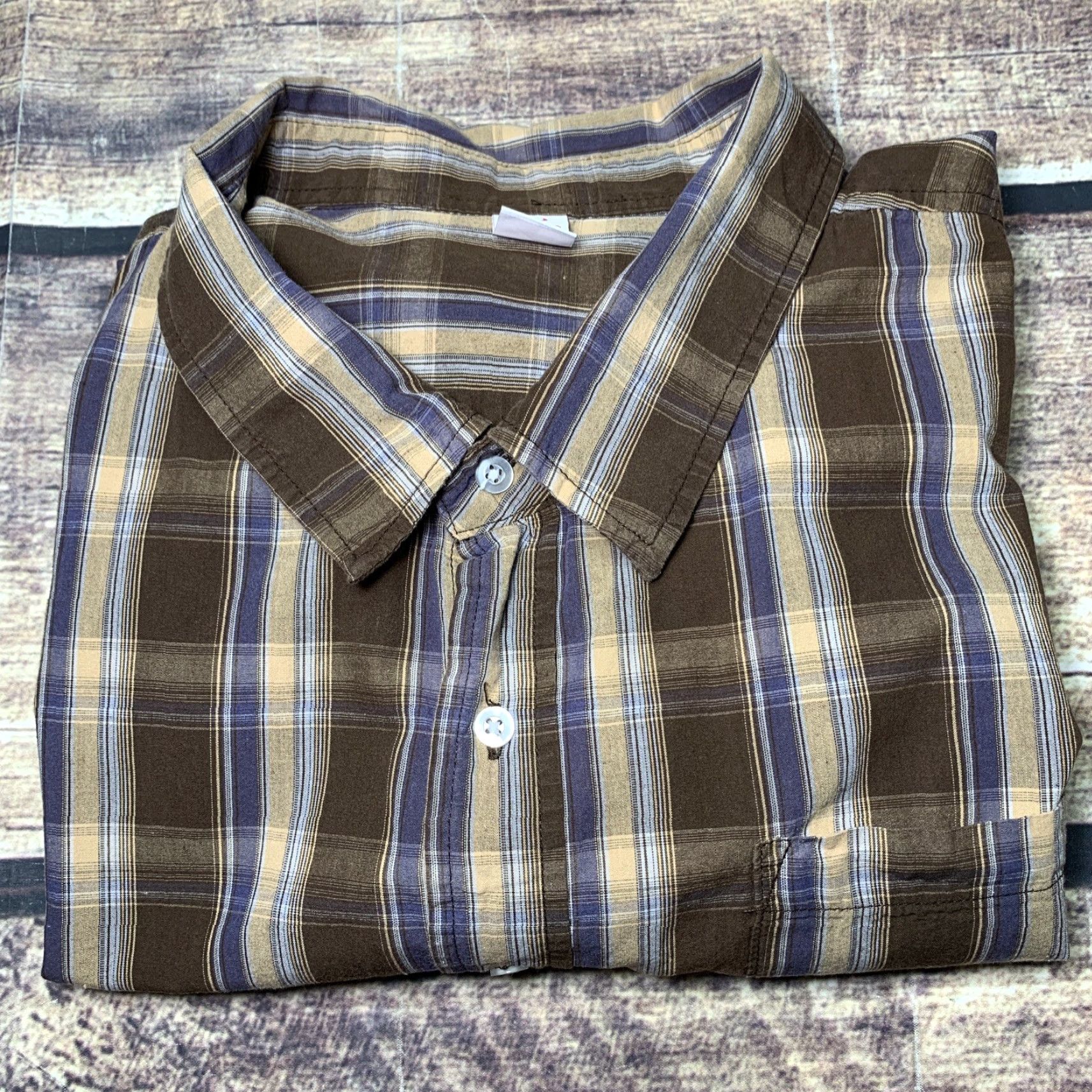Rails Open Trails Mens Short Sleeve Shirt XXXL Brown Blue Tan Plaid Button Down Size US XXL / EU 58 / 5 - 8 Thumbnail