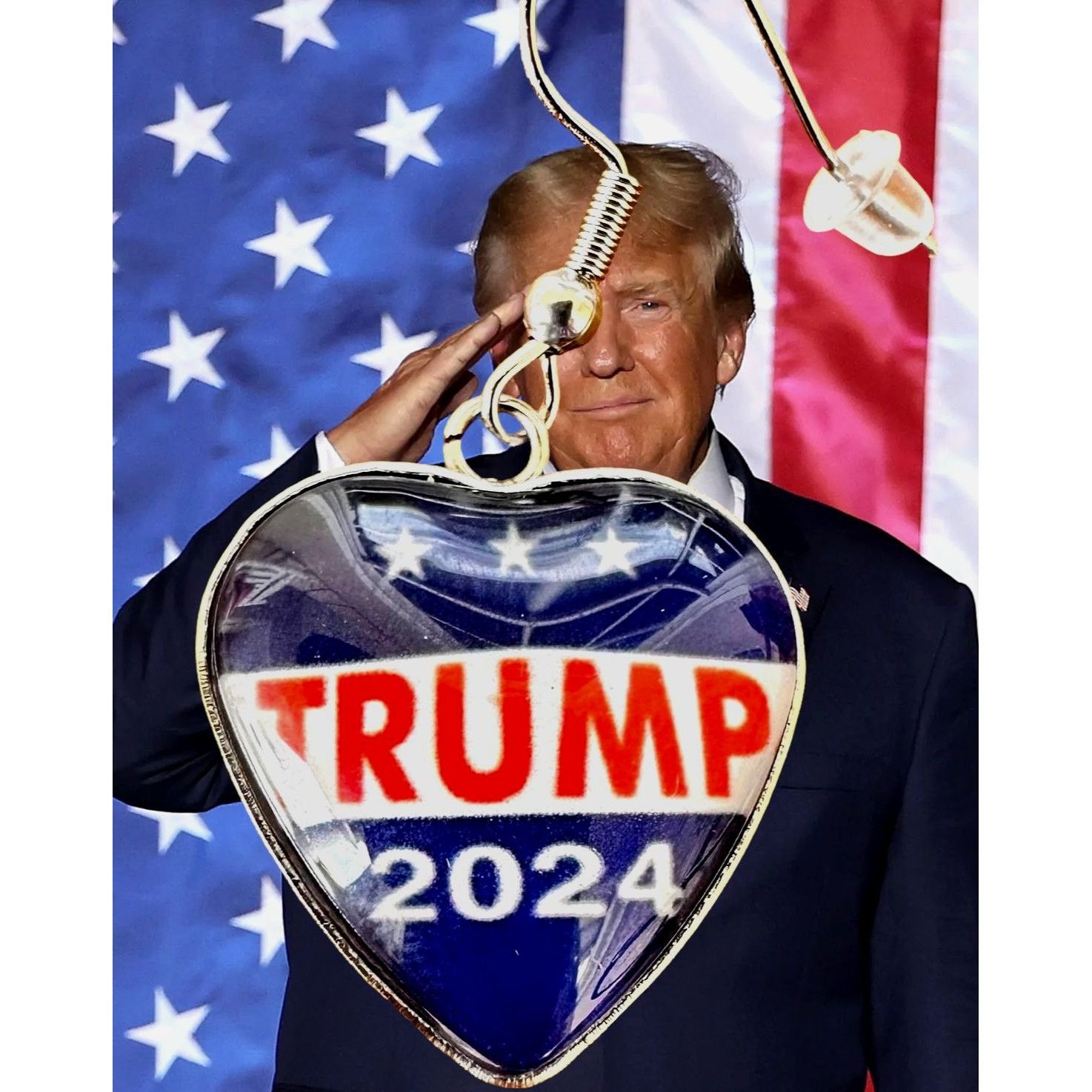 Handmade Trump 2024 MAGA Earrings Patriotic New Heart Shaped Dangle H Size ONE SIZE - 7 Thumbnail