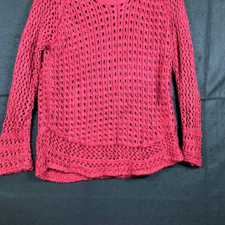 Lucky Brand Lucky Brand Womens Sweater Metallic Red Open-Knit Pullover S Short Sleeve Casual Workwear Party/Cocktail Knit Slim Relaxed Mens? Size S / US 4 / IT 40 - 3 Thumbnail