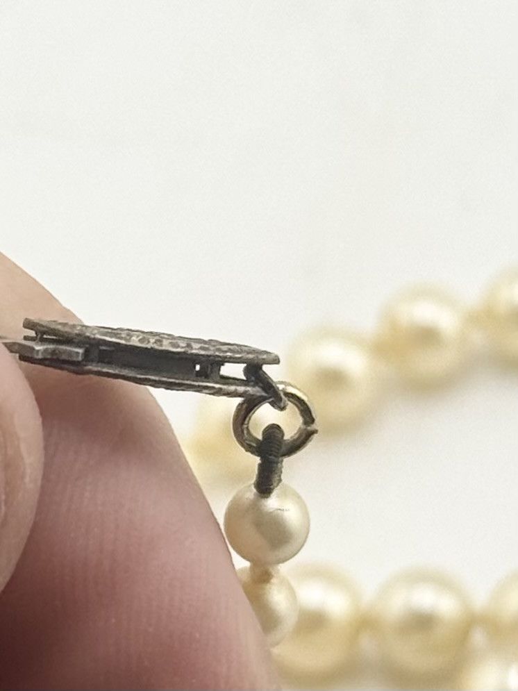 Vintage Vintage faux pearl sterling filigree clasp beaded necklace Size ONE SIZE - 5 Thumbnail