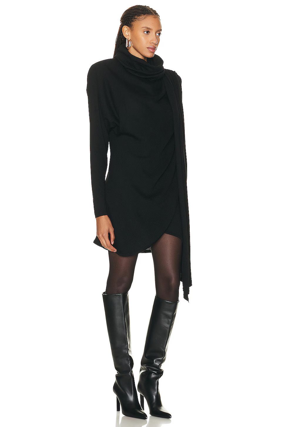 Saint Laurent Paris o1b1hav111124 Hooded Dress in Wool in Black Size S / US 4 / IT 40 - 4 Thumbnail