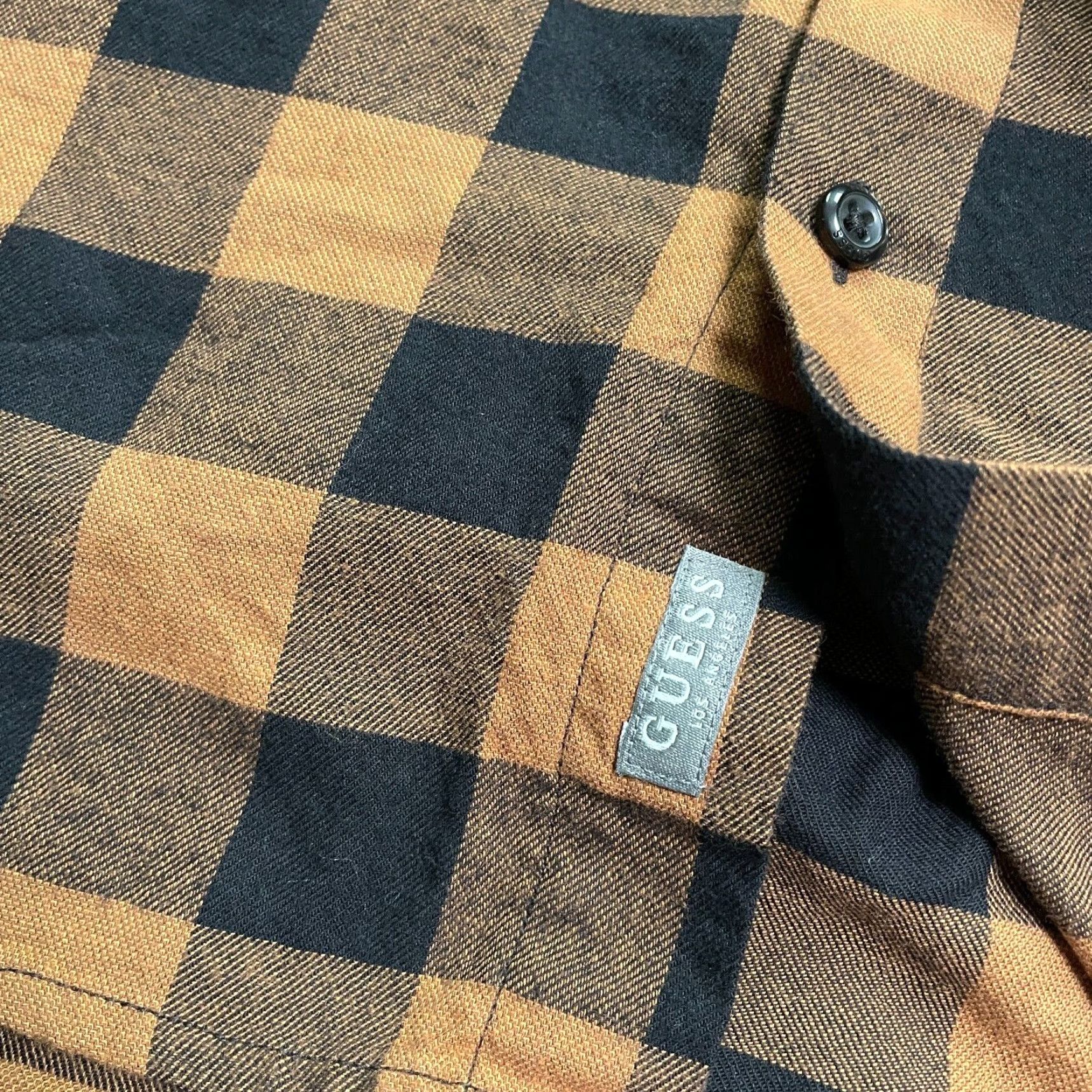 Guess GUESS Flannel Shirt Mens Large Brown Plaid Button-Up Casual Top Size US L / EU 52-54 / 3 - 4 Thumbnail