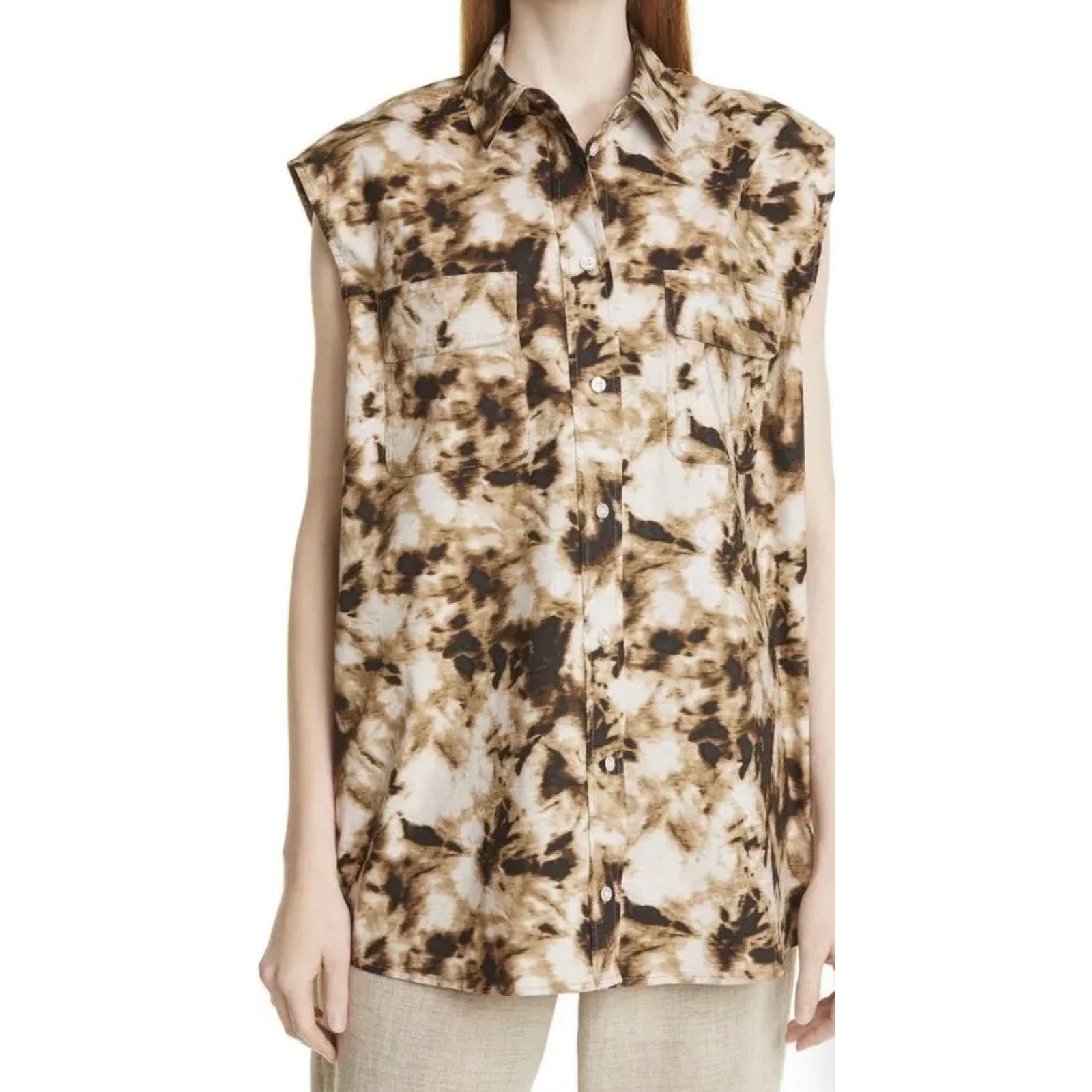 Samsoe Samsoe Samsoe Button-Up Shirt Chest Pockets Camo Multicolor S NWOT Size S / US 4 / IT 40 - 1 Thumbnail