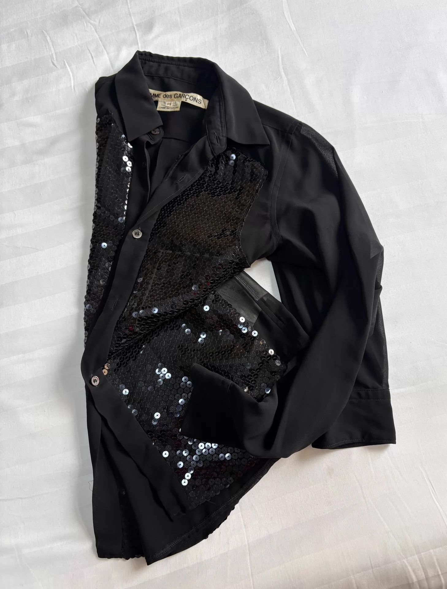 Comme des Garcons CDG Vintage Sequin Tulle Black Shirt Size US XS / EU 42 / 0 - 8 Thumbnail
