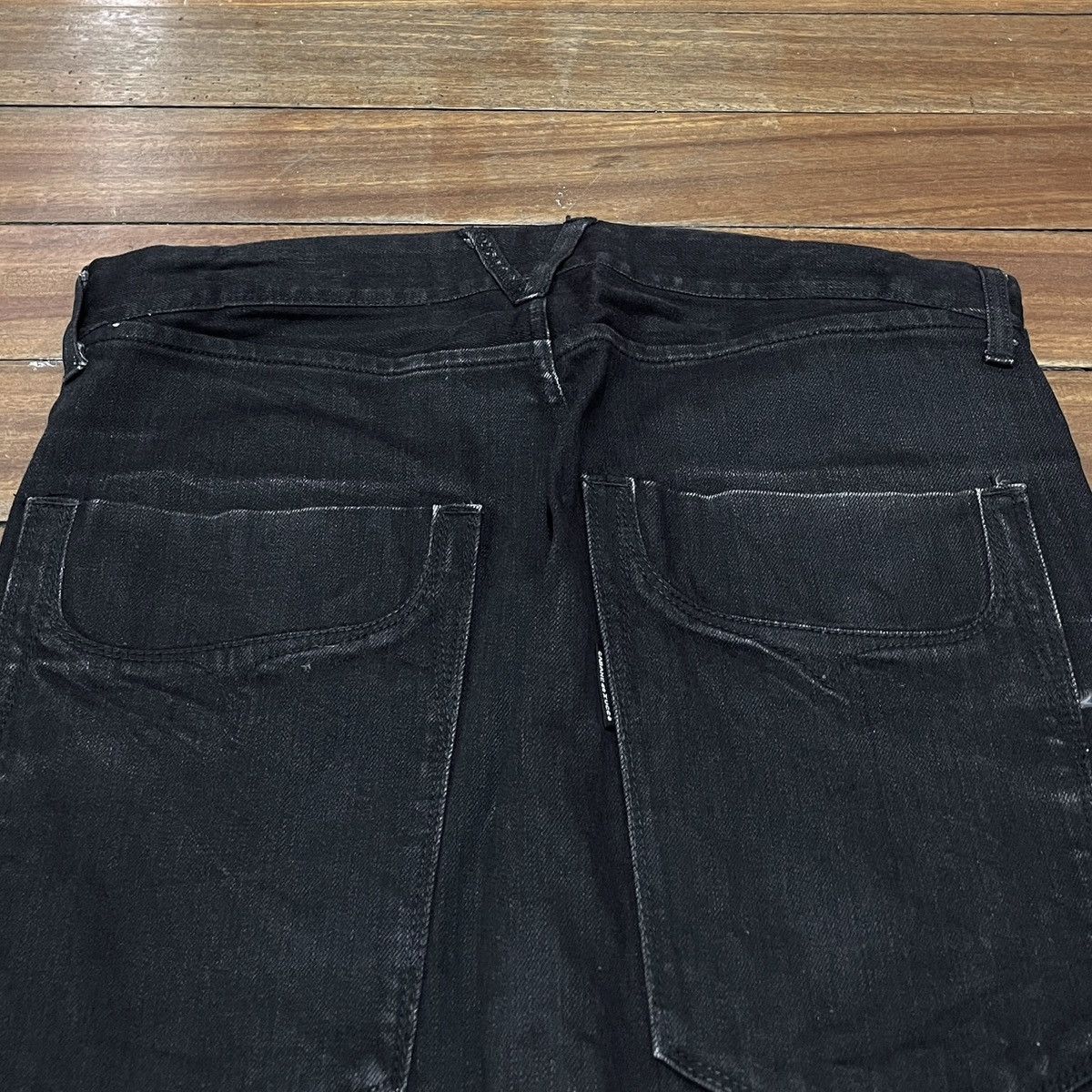 14th Addiction Very Rare Vintage Brand Cabane De Zucca Waxed Jeans 1990s Size US 34 / EU 50 - 4 Thumbnail