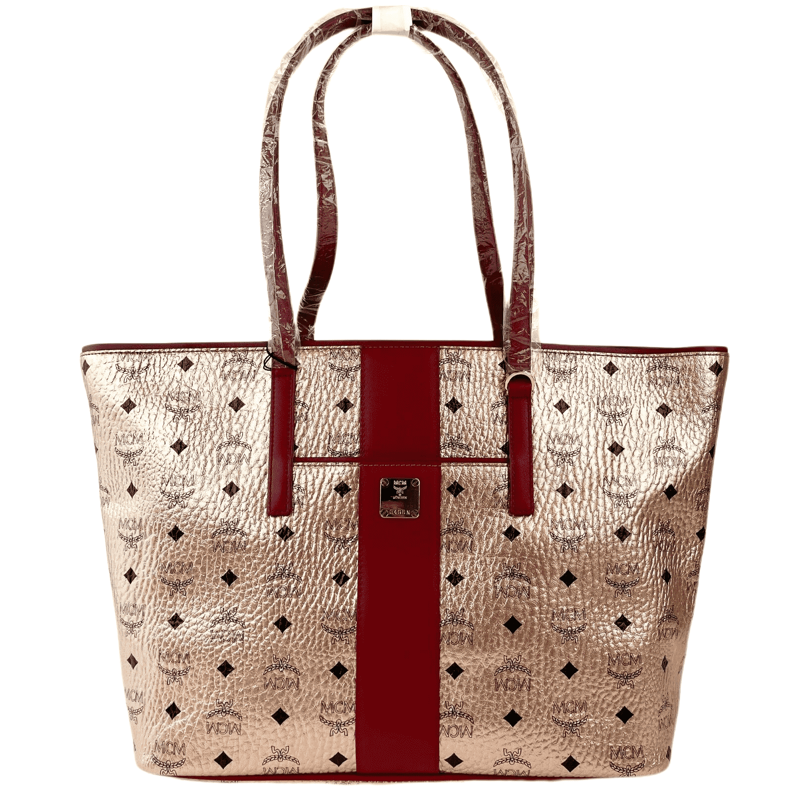 MCM Champagne Gold Monogram Visetos Canvas Medium Tote Bag Size ONE SIZE - 1 Thumbnail