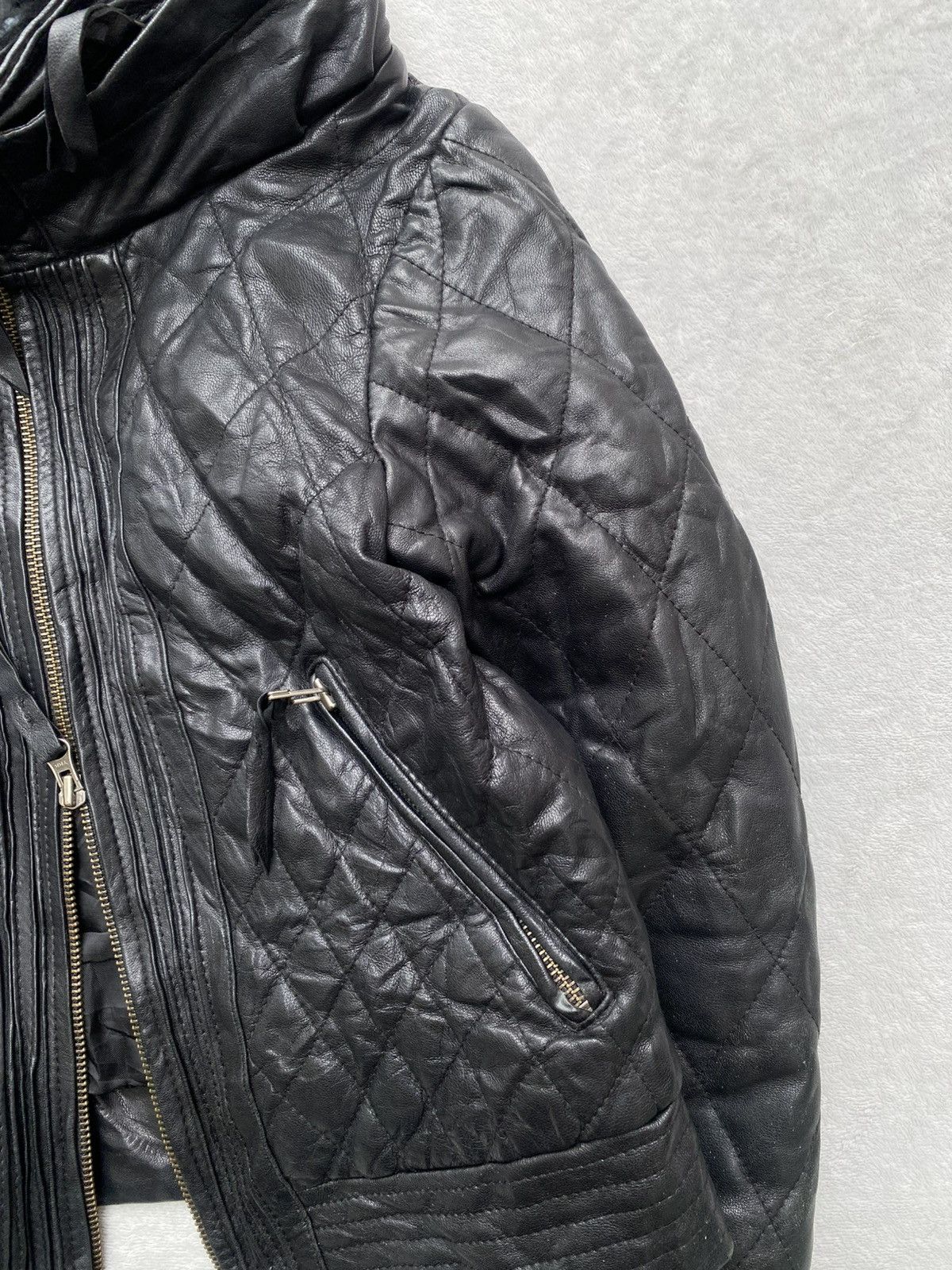 Japanese Brand 2000s Galicia / Galicie- Bono Fur Quilted Leather Jacket Size S / US 4 / IT 40 - 10 Thumbnail