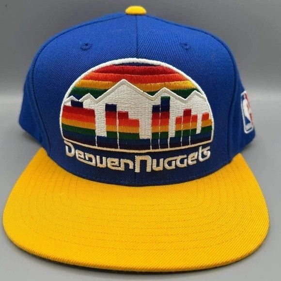 Mitchell & Ness Denver Nuggets Hat Men Blue Big Logo Embroidered Snap Back Size ONE SIZE - 1 Thumbnail