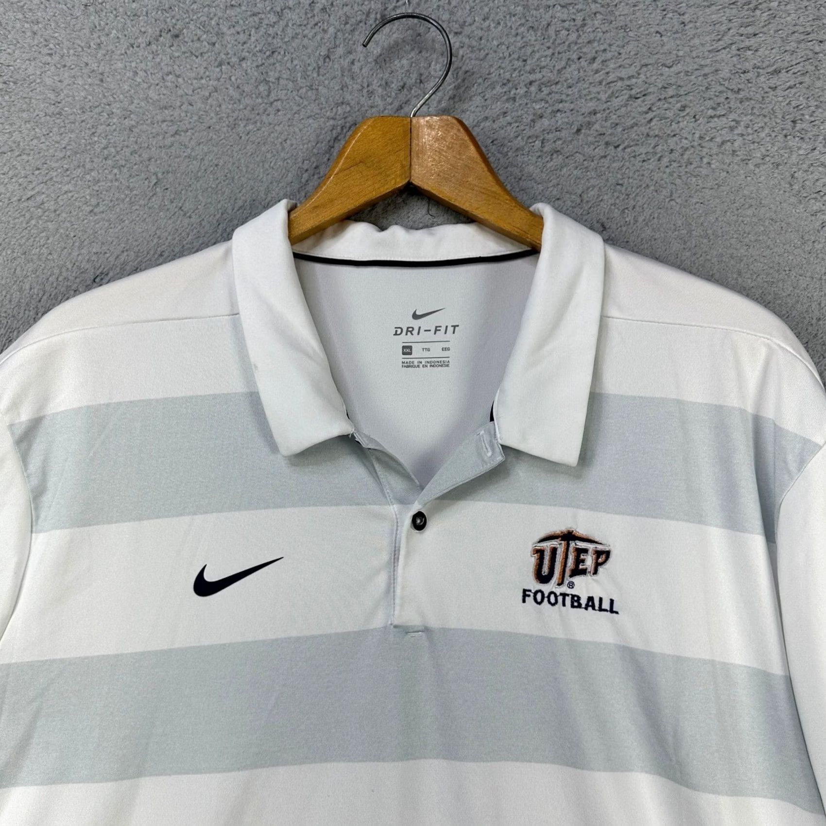 Nike Nike University Of Texas El Paso Mens Football Polo Shirt 2XL White Gray Rugby Size US XXL / EU 58 / 5 - 2 Thumbnail