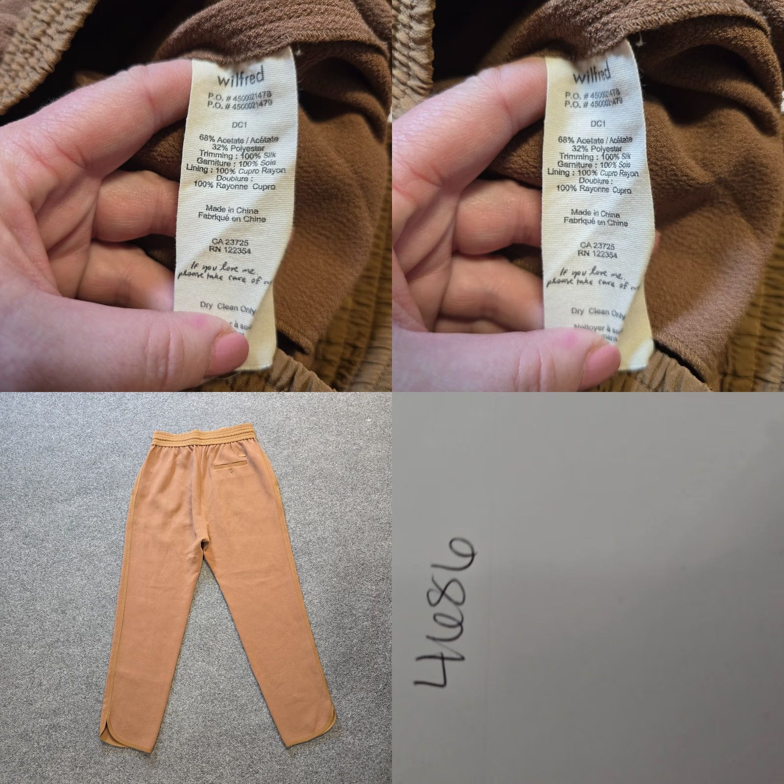 Vintage Wilfred Pants Womens Size 0 Brown Textured Crepe Pull On Pockets Aritzia Casual Pants Women Size 25" / US 0 / IT 36 - 8 Thumbnail