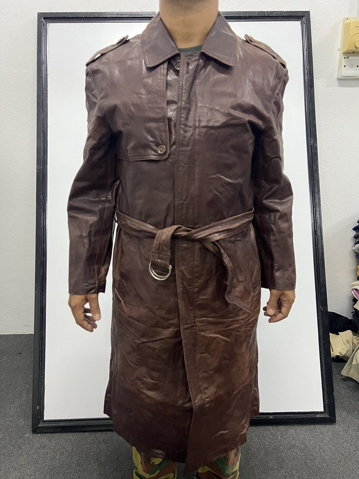 Other 🔥 LEATHER URBAN INTERMEZZO TRENCH COAT Size US S / EU 44-46 / 1 - 3 Thumbnail
