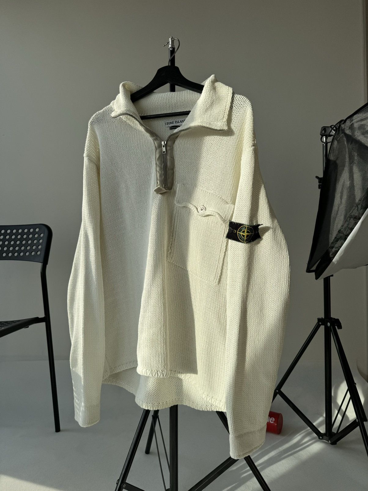 Massimo Osti Very Rare Vintage Stone Island 1/4 Knit Sweater Old Money Size US XL / EU 56 / 4 - 23 Thumbnail