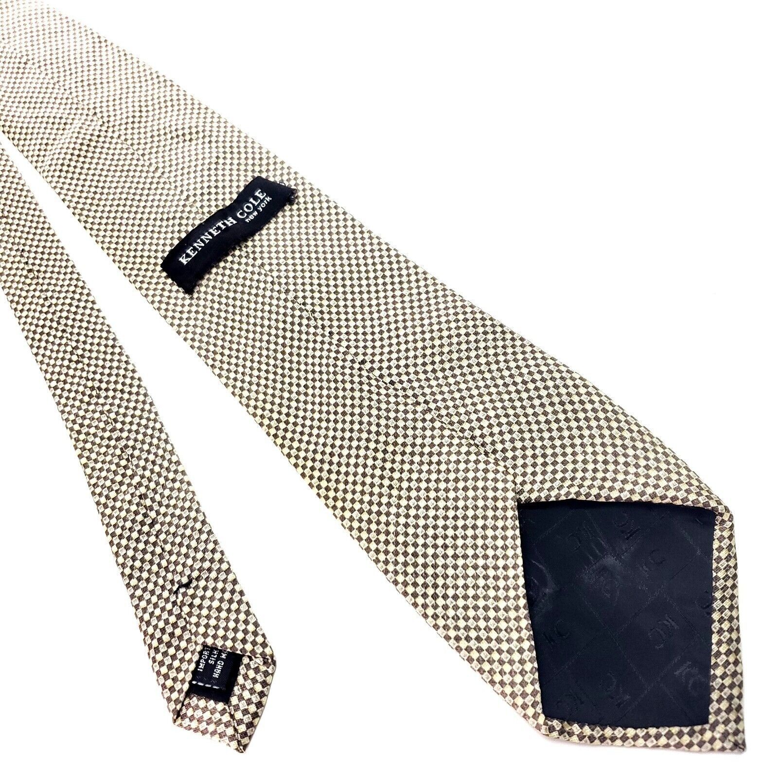 Kenneth Cole Kenneth Cole Silk Tie Brown Tan Geometric Woven Size ONE SIZE - 3 Thumbnail
