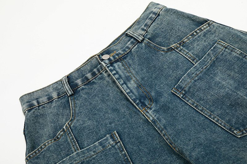 Jean Street vibe patchwork washed curved jeans for men Size US 32 / EU 48 - 3 Thumbnail