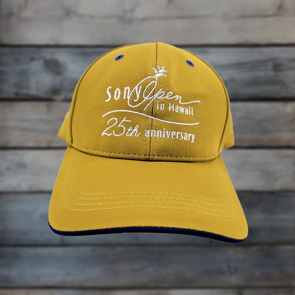 Vintage Ahead Sony Open Hawaii Golf Tourney 25th Anniversary Hat Yellow Adjustable Mens One Size Twill Cotton Blend Adjustable Hat Size ONE SIZE - 1 Thumbnail