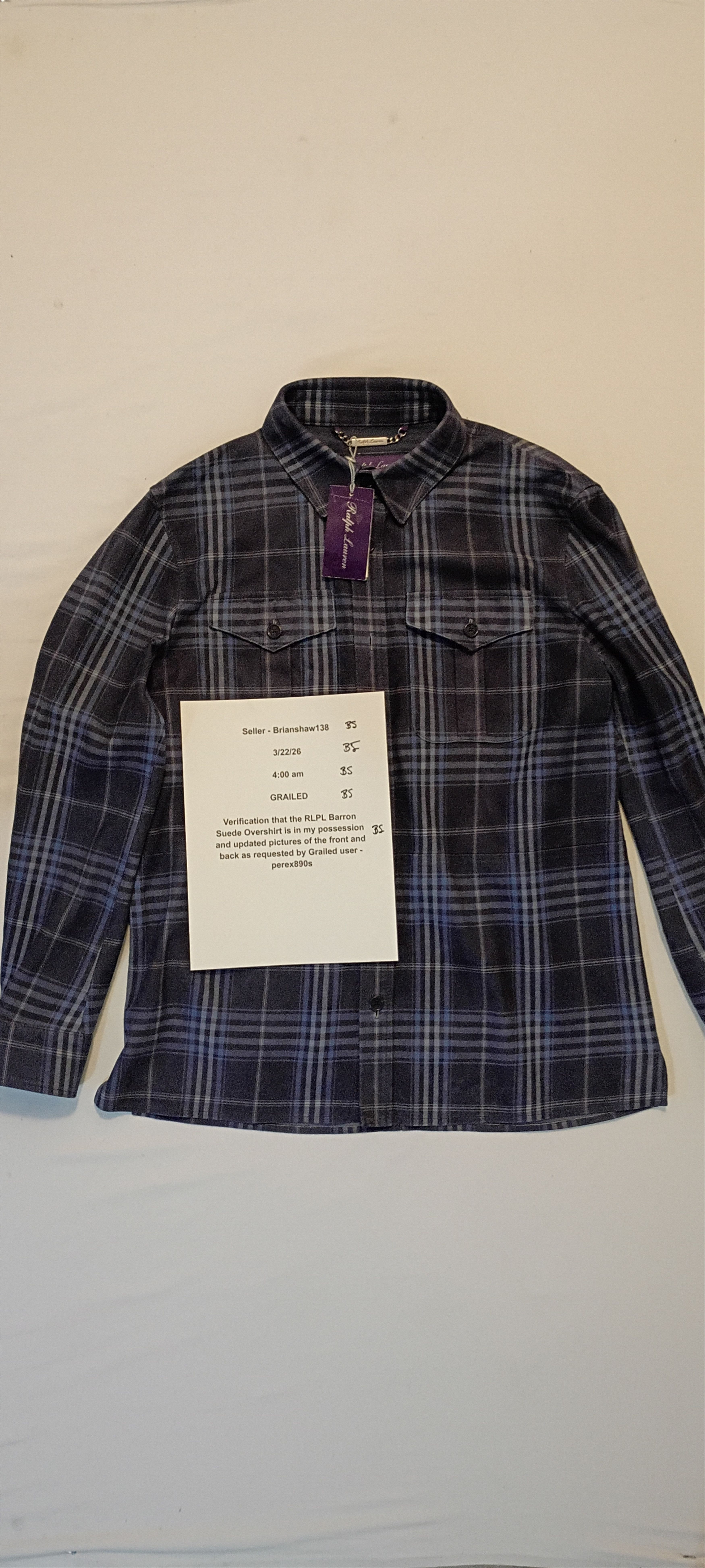 Ralph Lauren Purple Label Ralph Lauren Purple Label "Barron" Plaid Suede Overshirt Size US L / EU 52-54 / 3 - 10 Thumbnail