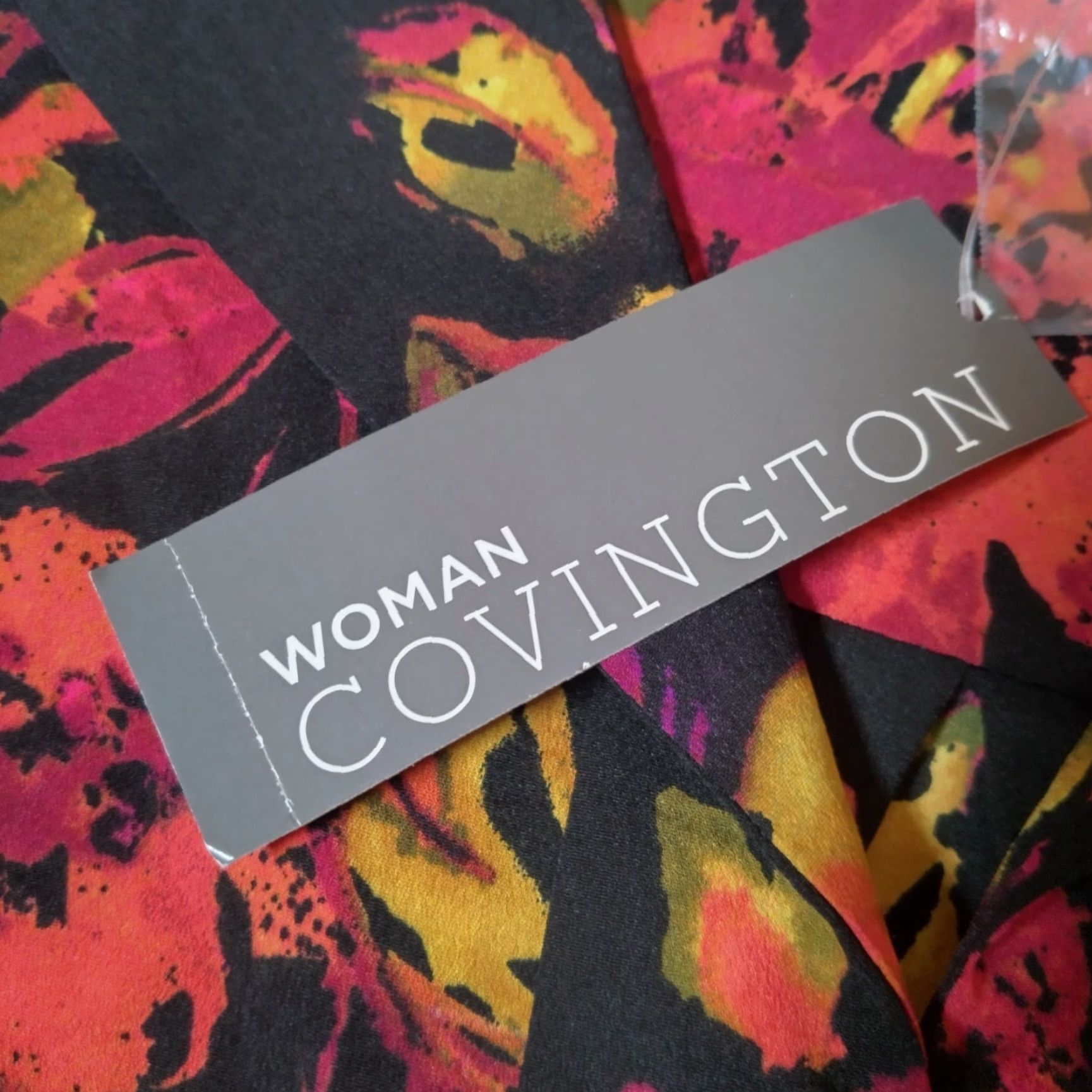 Vintage Covington Blouse Shirt 1X Plus Size Woman Floral 3/4 Roll Tab Sleeve Black Pink Salmon Size XL / US 12-14 / IT 48-50 - 6 Thumbnail