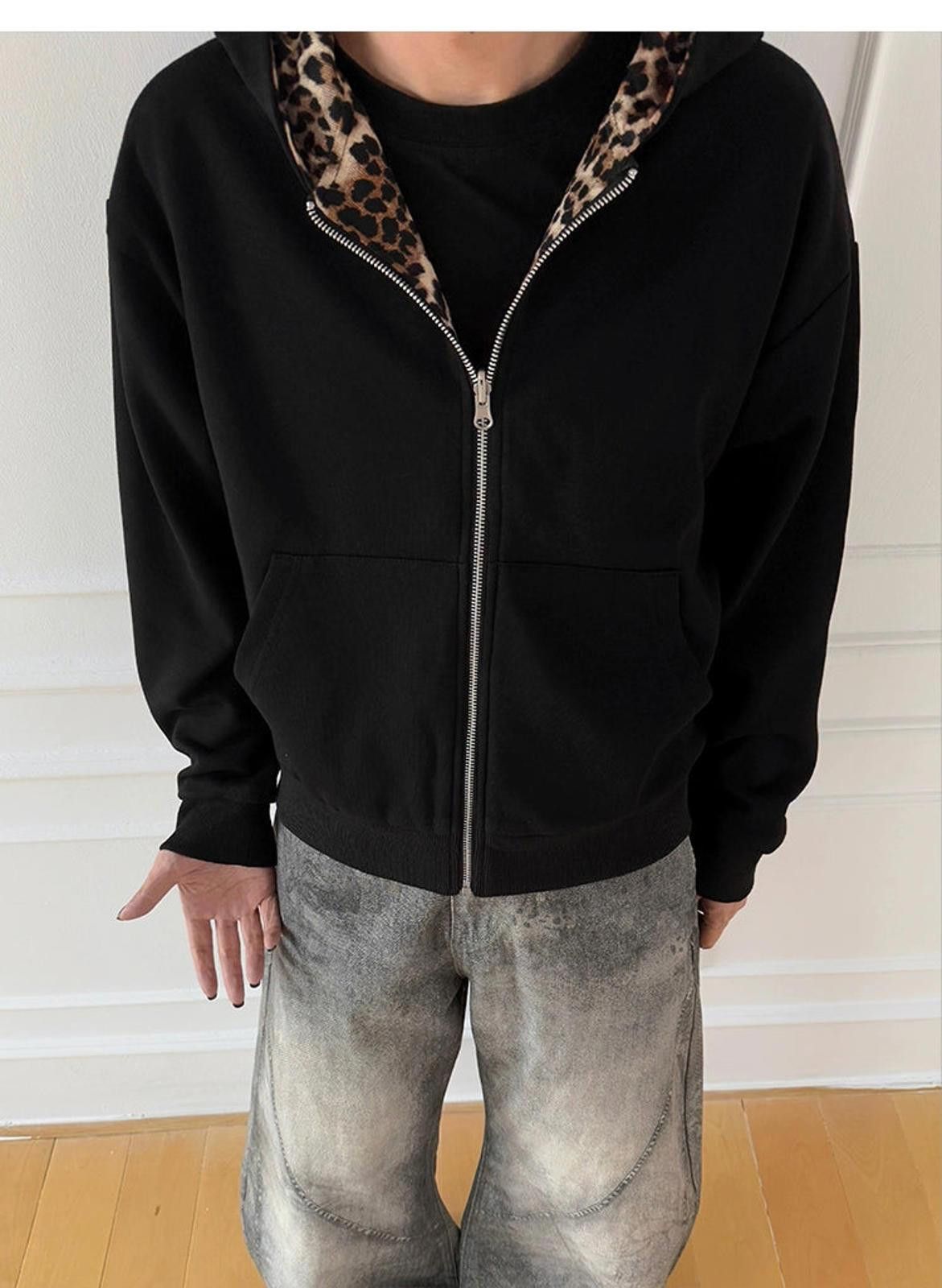 Other Leopard Print Lined Zip-Up Hoodie, Casual Sweatshirt Size US L / EU 52-54 / 3 - 4 Thumbnail