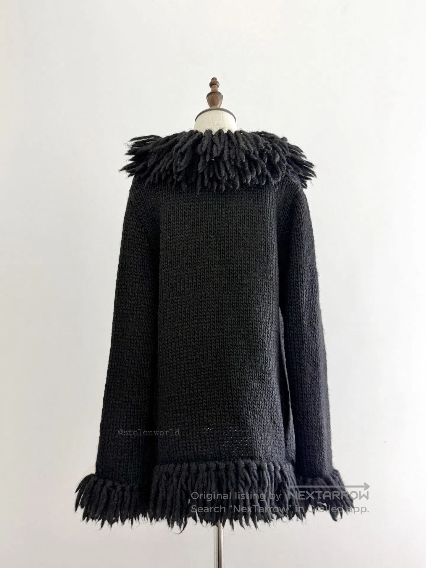 Y's black woolen knitted cardigan with fringe. Size S / US 4 / IT 40 - 8 Thumbnail