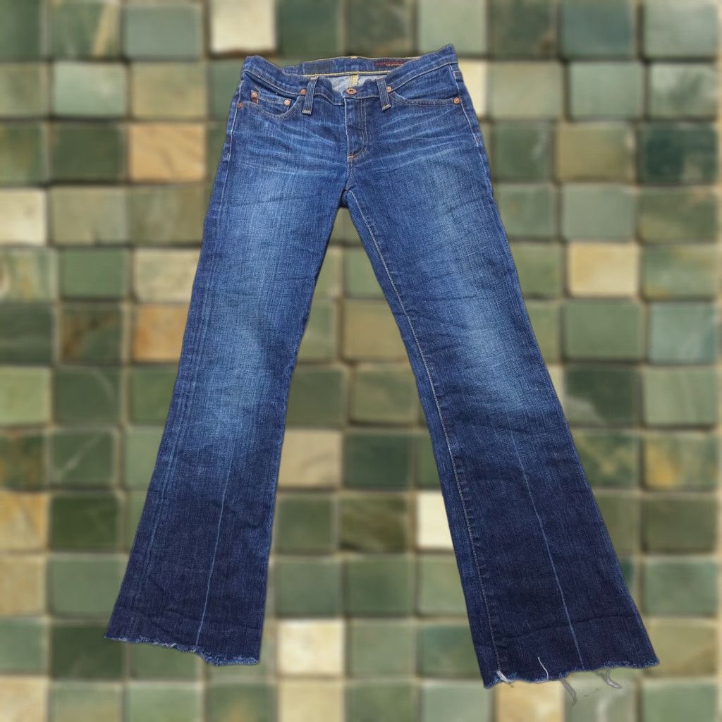 Vintage VINTAGE AG Adriano Goldschmied Jeans Flared Low Rise 27 Dark Wash Blue 27" Inseam Womens Boys? Size 27" / US 4 / IT 40 - 1 Thumbnail