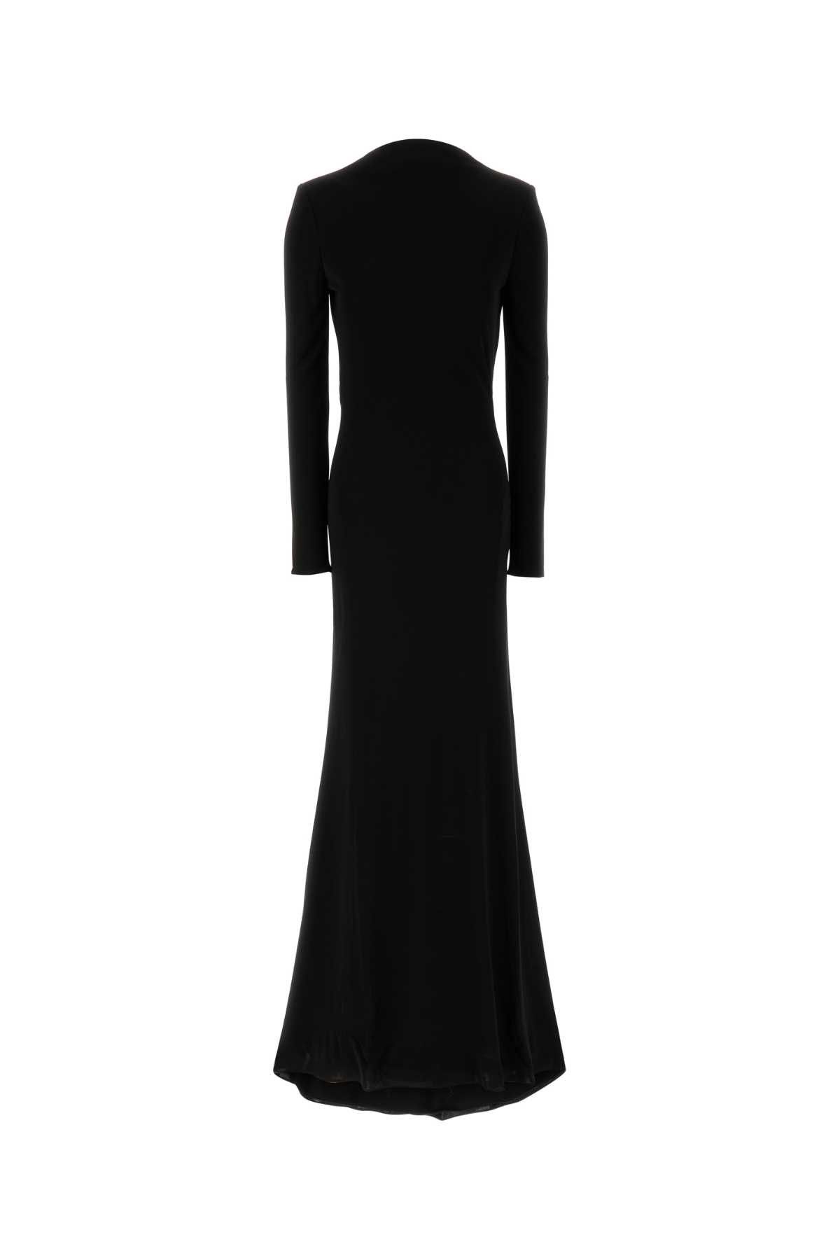 Black Crepe Long Dress, Women's