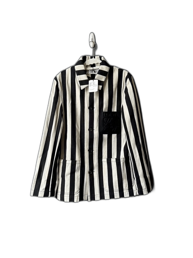 Loewe Loewe Black and White Striped Denim Jacket Size L / US 10 / IT 46 - 1 Thumbnail