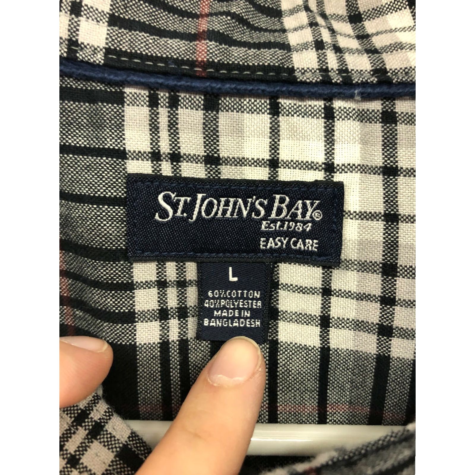 Vintage St Johns Bay Mens Large Gray Striped Long Sleeve Button Down Collar Shirt Size US L / EU 52-54 / 3 - 7 Thumbnail