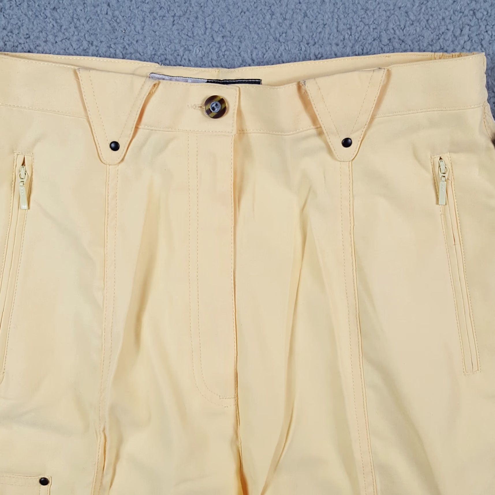 Vintage VINTAGE Jamie Sadock Chino Shorts Women's 10 Relaxed High Waist Yellow Pockets 90s Y2K Preppy Retro Golf Size 32" / US 10 / IT 46 - 2 Thumbnail