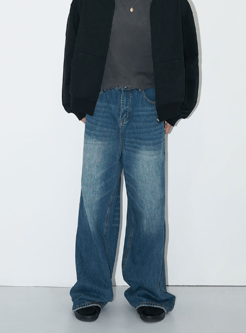 Japanese Brand × Jean Vintage loose versatile washed distressed baggy jeans Size US 32 / EU 48 - 2 Thumbnail