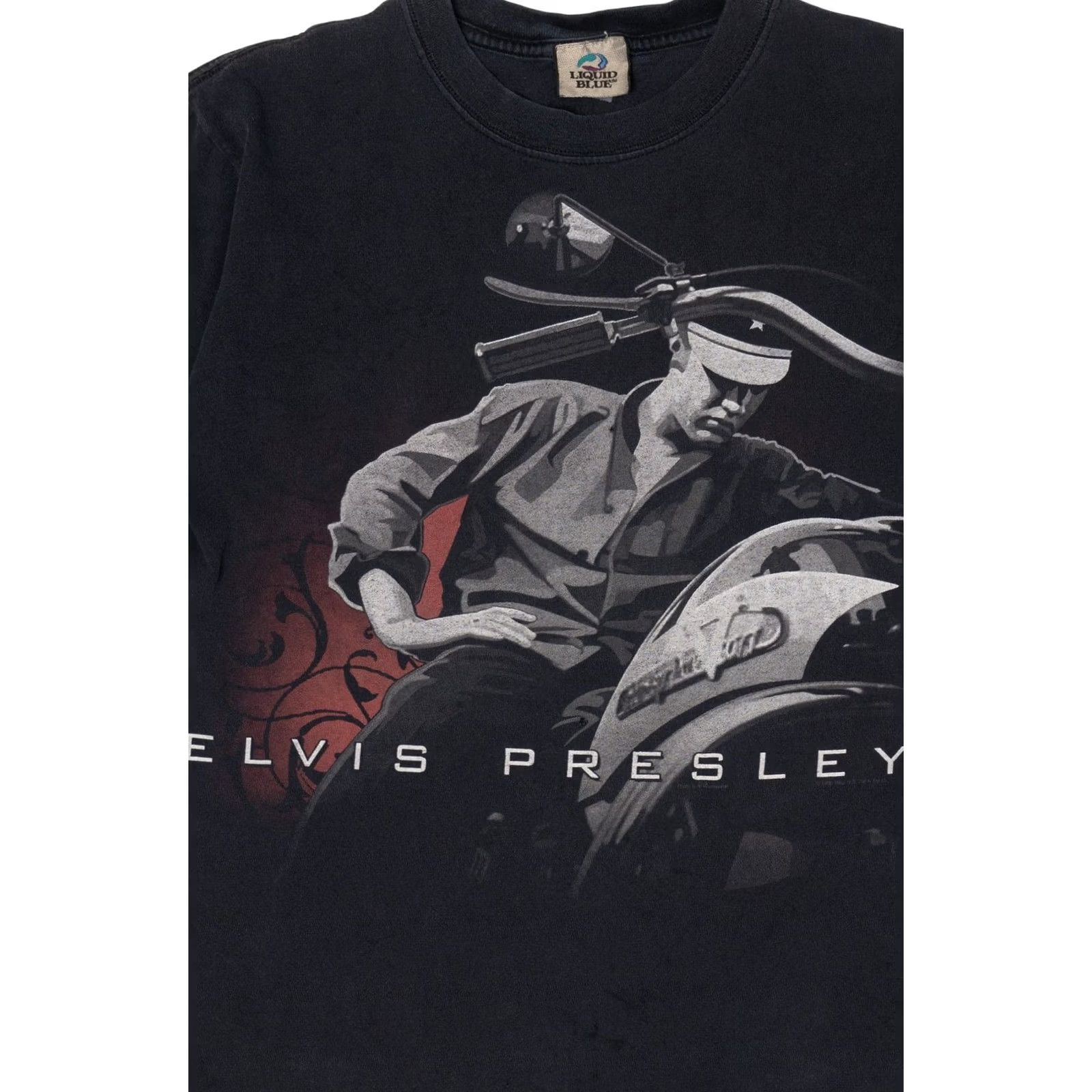 Liquid Blue VINTAGE Elvis Presley Motorcycle Liquid Blue T-Shirt (1990s) Size US M / EU 48-50 / 2 - 2 Thumbnail
