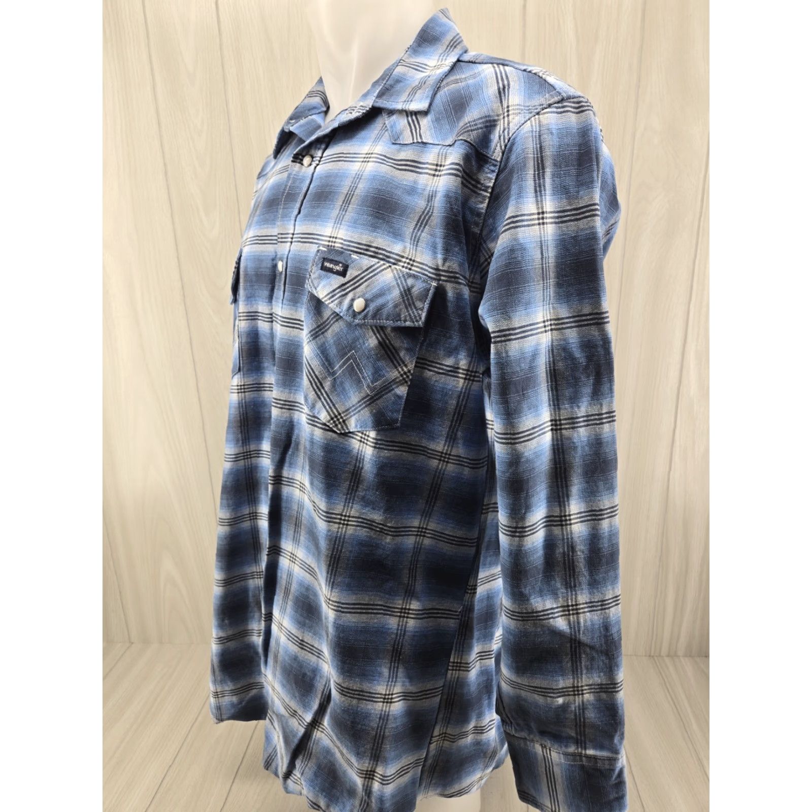 Wrangler Wrangler Button-Up Shirt Blue Plaid Pearl Snap Western 2XT Men's Long Sleeve Casual Size US XXL / EU 58 / 5 - 3 Thumbnail