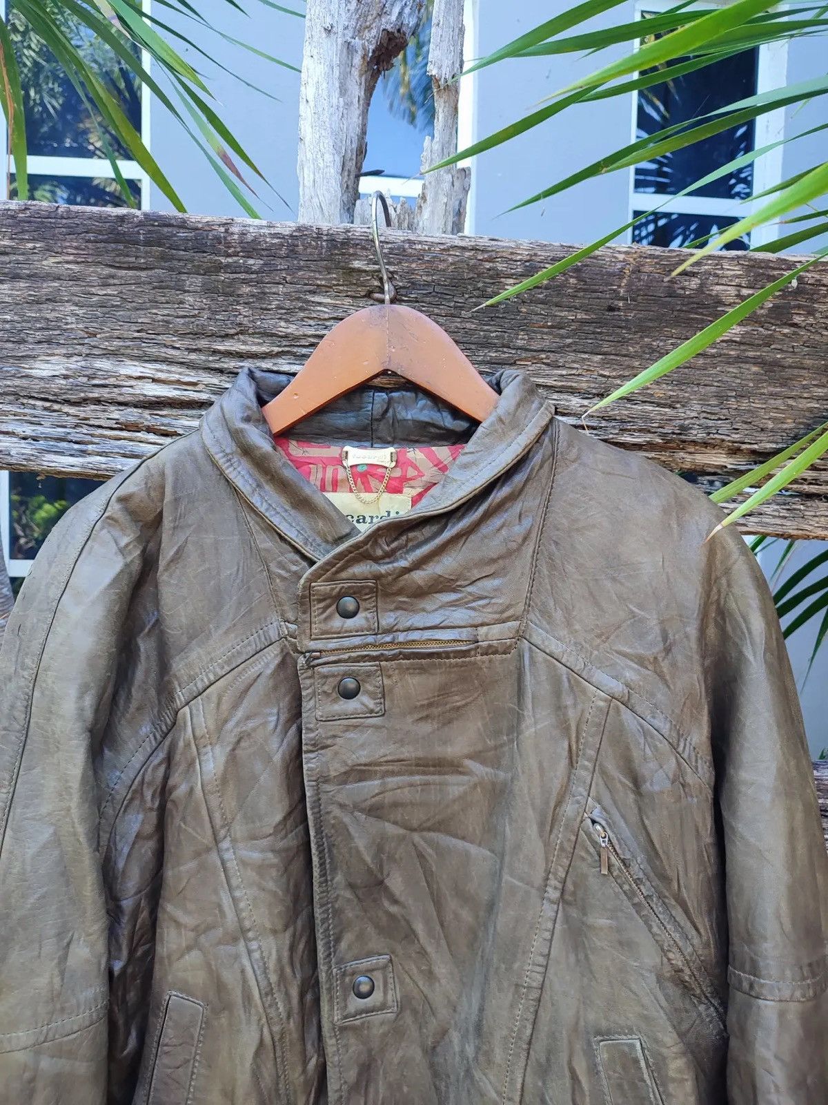 Designer Vintage Focardi Italy Brown Distressed Leather Jacket Size US M / EU 48-50 / 2 - 2 Thumbnail