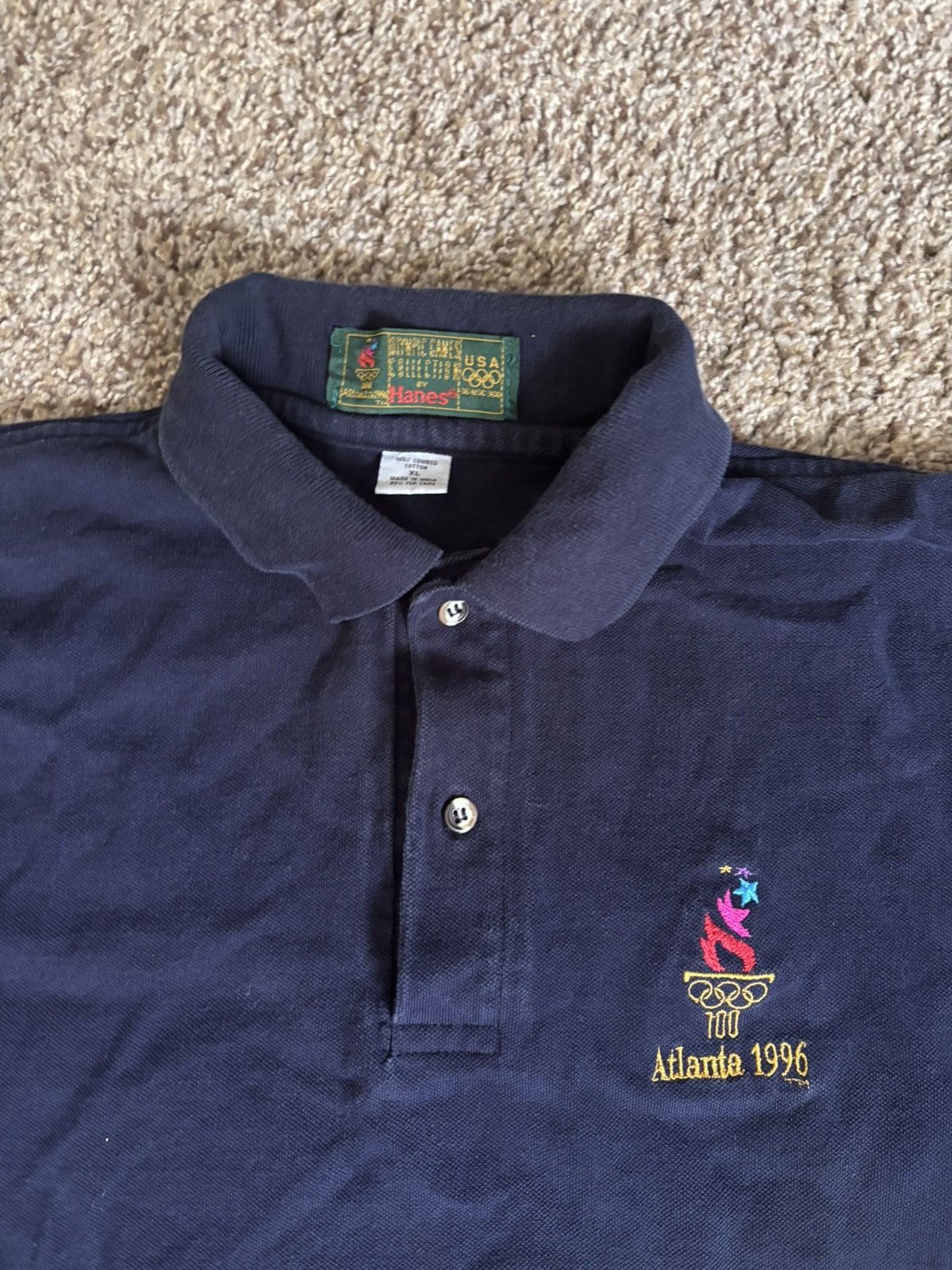 Hanes × USA Olympics × Vintage Vintage 1996 Hanes Atlanta Olympic Sports Polo Size XL Size US XL / EU 56 / 4 - 2 Thumbnail