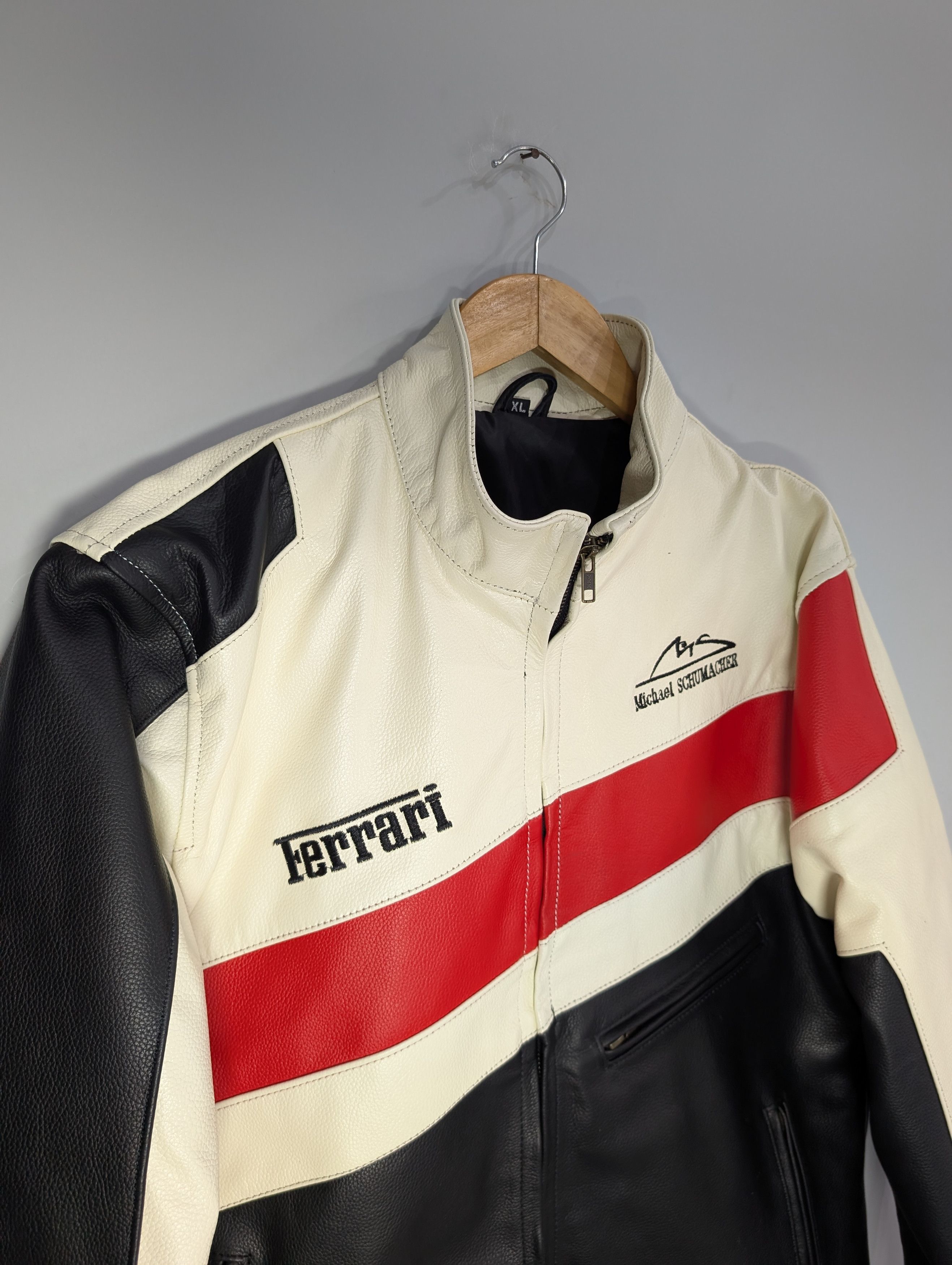 Vintage 🔥Ferrari 🔥 Formula 1 Racing Real Cowhide Leather Jacket Size L / US 10 / IT 46 - 4 Thumbnail