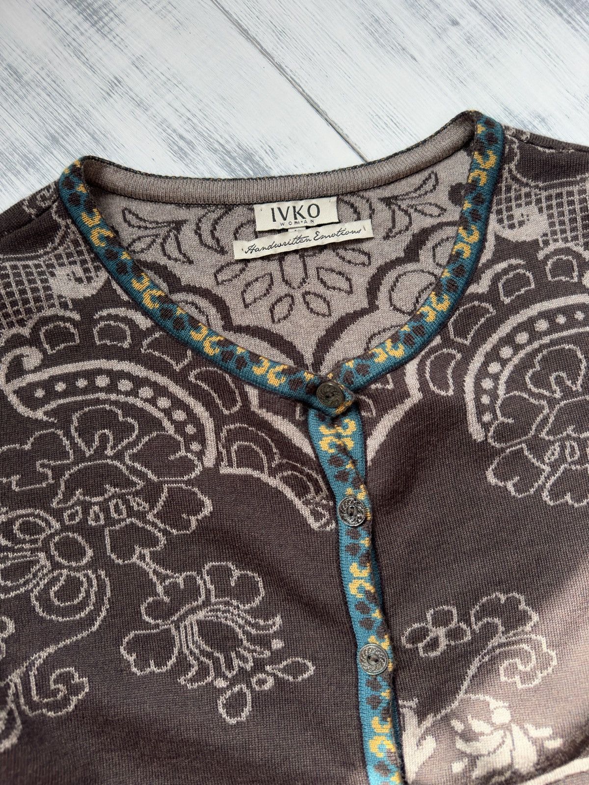 Other IVKO Jacquard Cardigan Pleated Back Multicolor Wool Knit Size S / US 4 / IT 40 - 7 Thumbnail