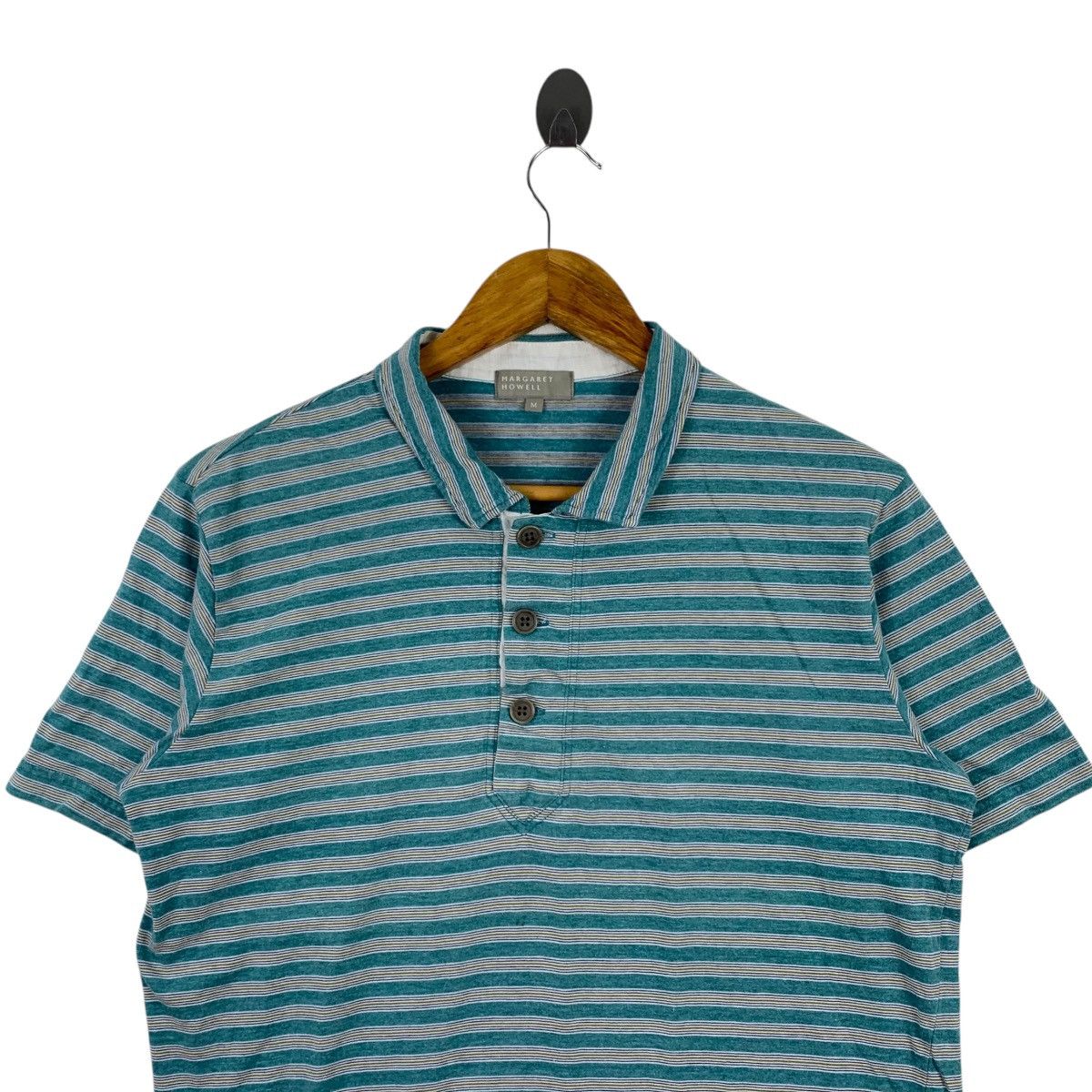 Margaret Howell MARGARET HOWELL Green Grey Stripes Button Up Shirt Size US M / EU 48-50 / 2 - 2 Thumbnail