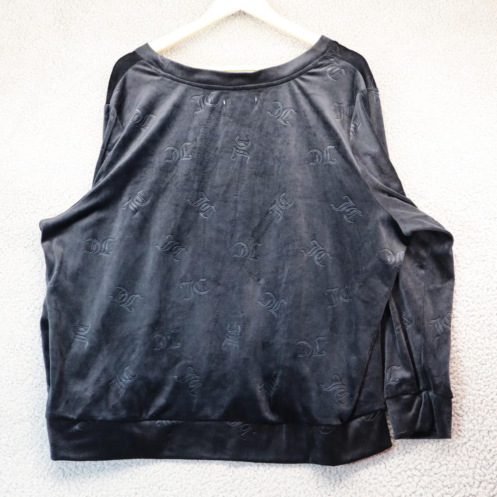 Juicy Couture Jeans Juicy Couture Black Velour sweater Shirt Women 3X Monogram Size 3XL / US 20-22 - 6 Thumbnail
