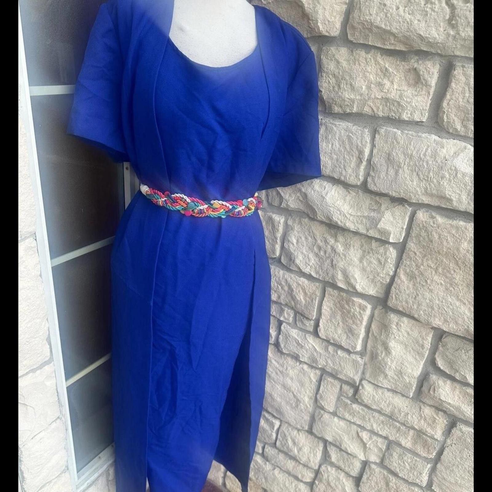 Other Vintage More Promises Blue Dress 18W Made in USA Size XXL / US 16-18 / IT 52-54 - 1 Thumbnail