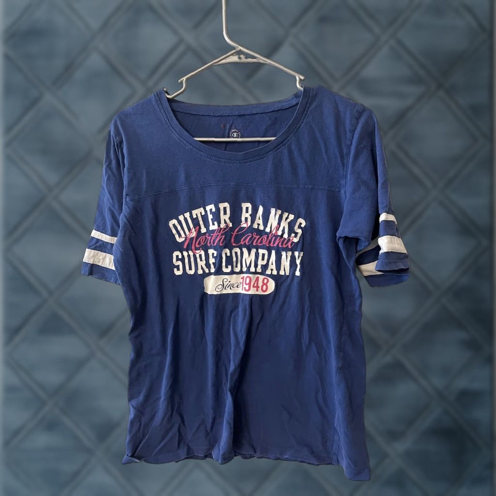 Champion Champion Blue Short Sleeve Crew Neck T-Shirt Women's Large Logo Top Shirt Ladies L Blue Logo, Champion, Activewear, Gym, 90s? Size L / US 10 / IT 46 - 1 Thumbnail