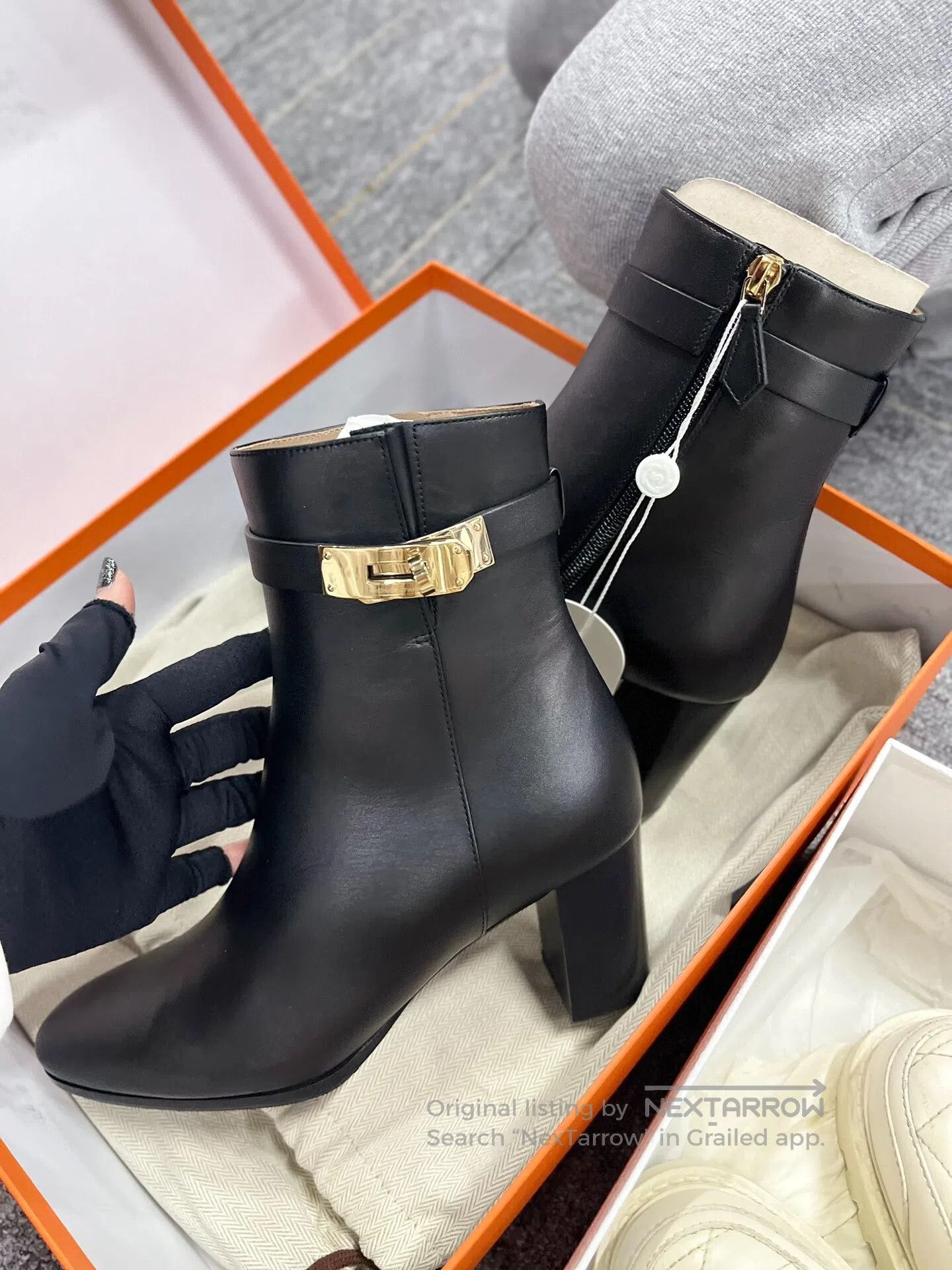 Hermes Hermes Black Gold Kelly Boots| Size US 5.5 / IT 35.5 - 1 Thumbnail