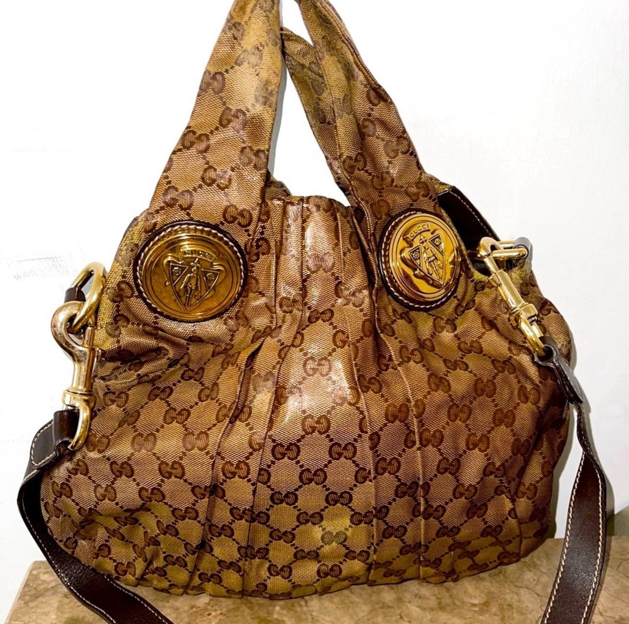 Gucci Gucci Brown GG crystal Canvas Small Hysteria Hobo Bag Size ONE SIZE - 1 Thumbnail