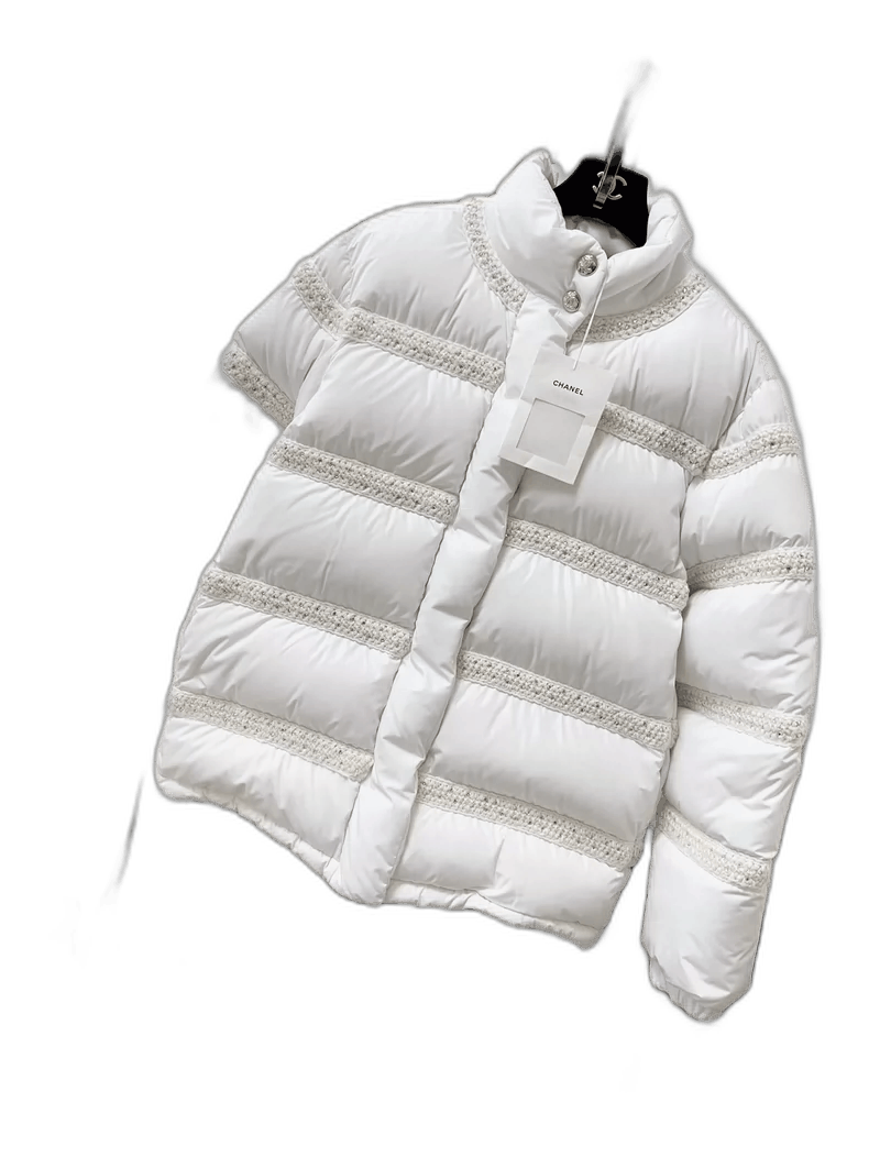 Chanel Chanel White Quilted Puffer Jacket with Lace Size XS / US 0-2 / IT 36-38 - 1 Thumbnail