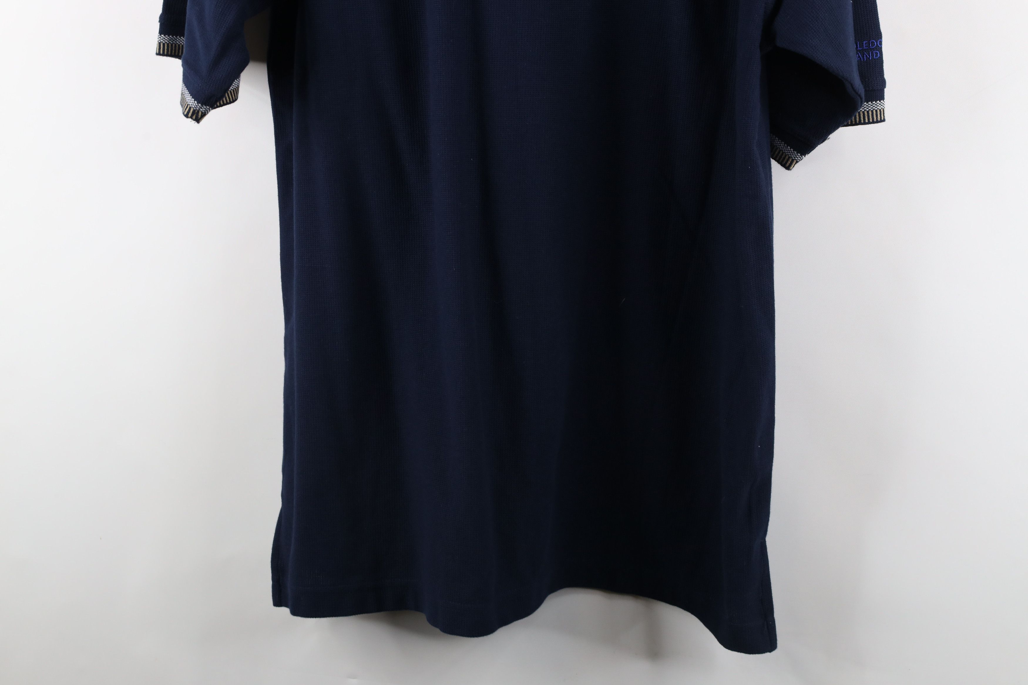 Vintage Deadstock Vintage 90s Streetwear Waffle Knit Polo Shirt Blue Size US L / EU 52-54 / 3 - 12 Thumbnail
