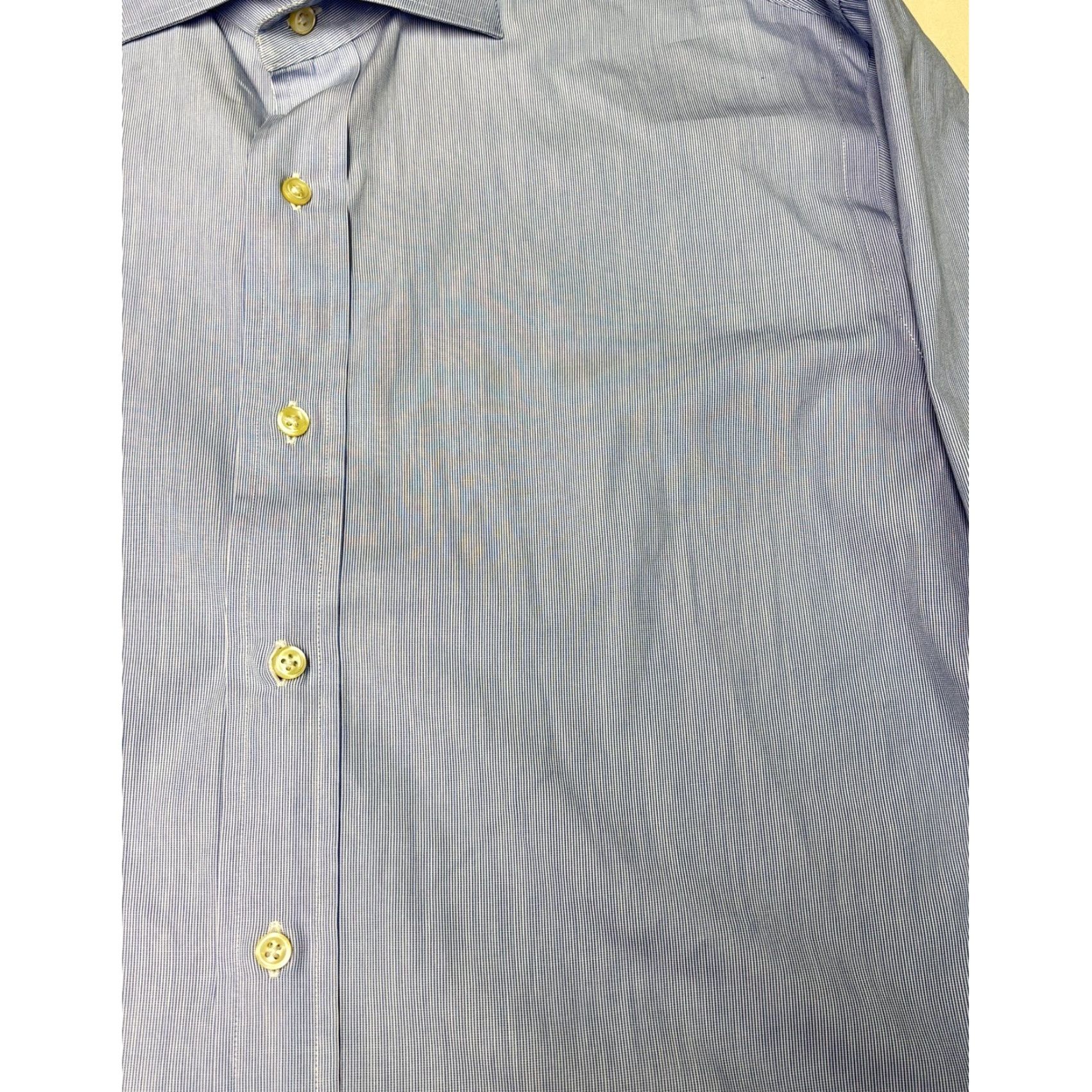 Polo Ralph Lauren Polo Ralph Lauren Dress Shirt Men 16.5 32/33 Custom Fit Pinstripe Blue Button-Up Non-Iron Long Sleeve 100% Cotton Reg Men Versatile Workwear Casual Size 46R - 2 Thumbnail